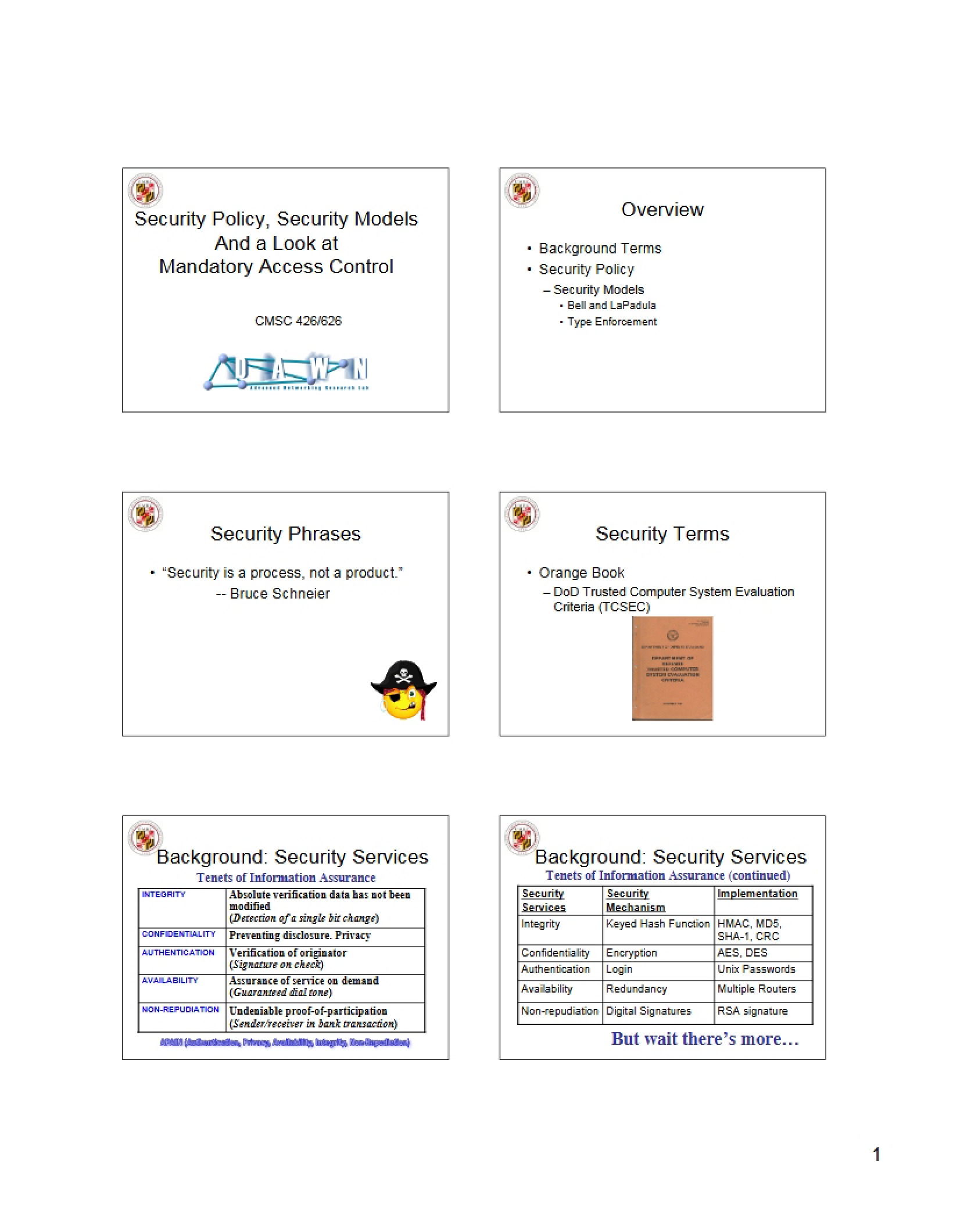 Security Models, Policies, and Mandatory Access Control