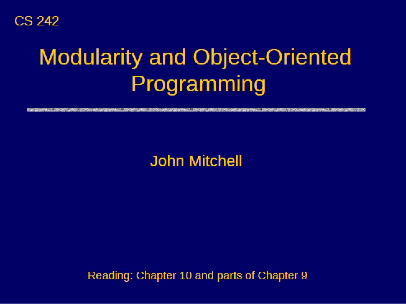 Introduction to Modularity and Object-Oriented Programming