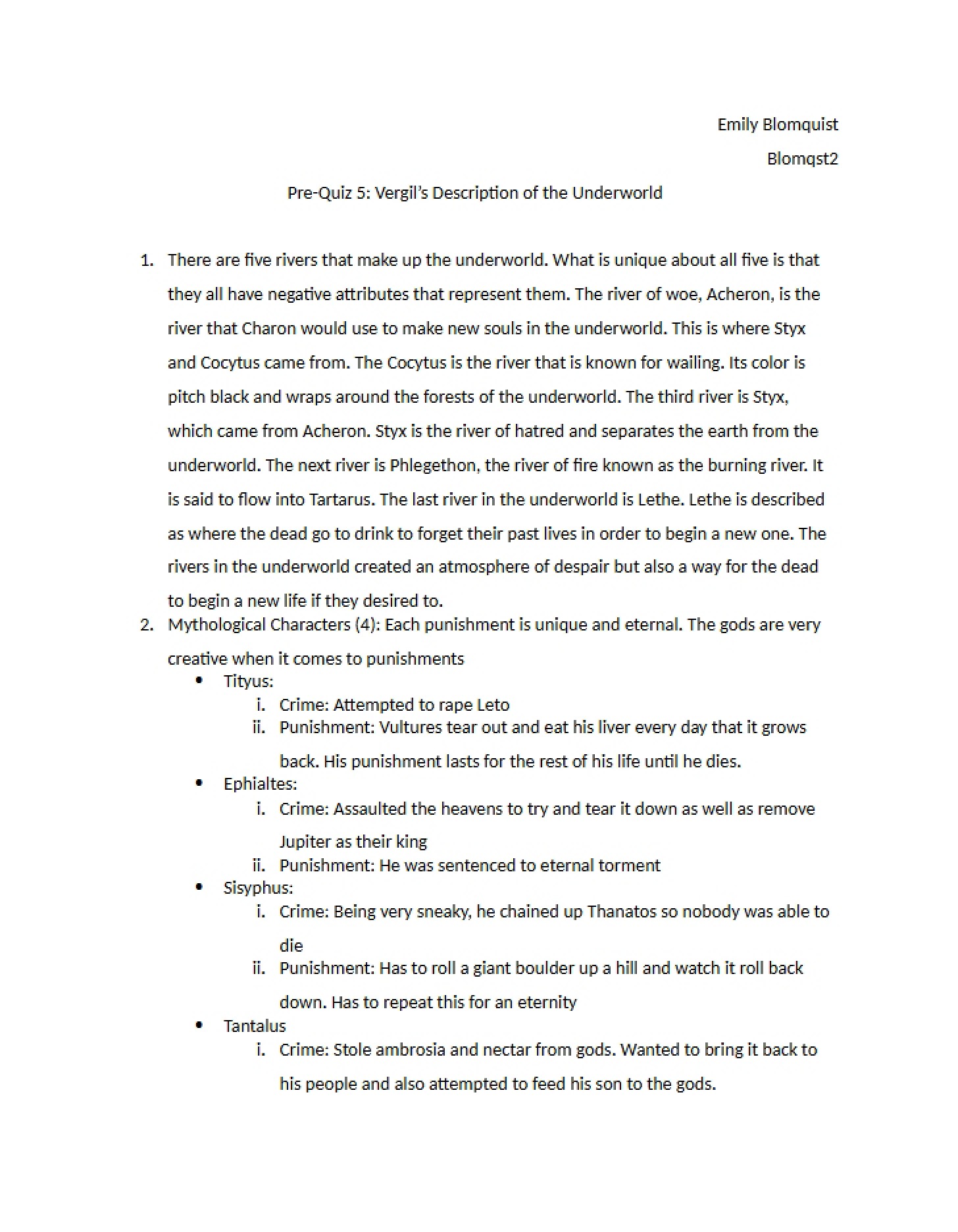 CLCV 115 Pre-Quiz Five