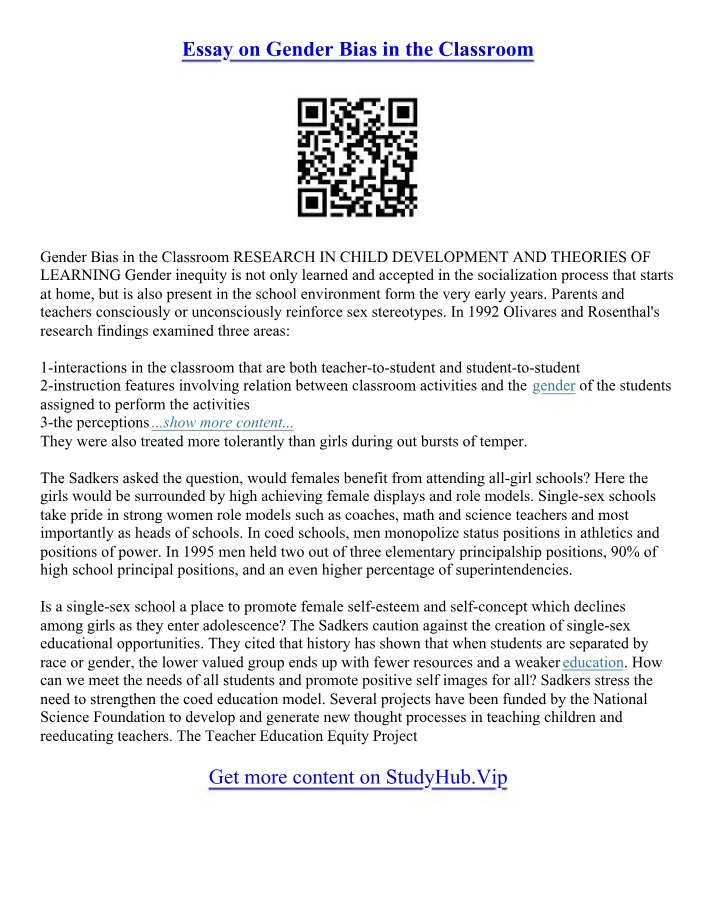 Essay on Gender Bias