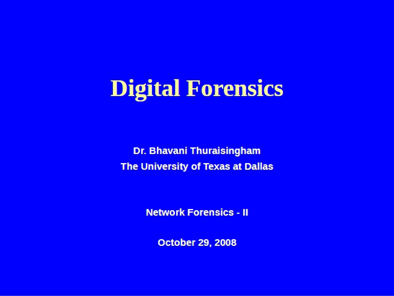 Part II Network Forensics