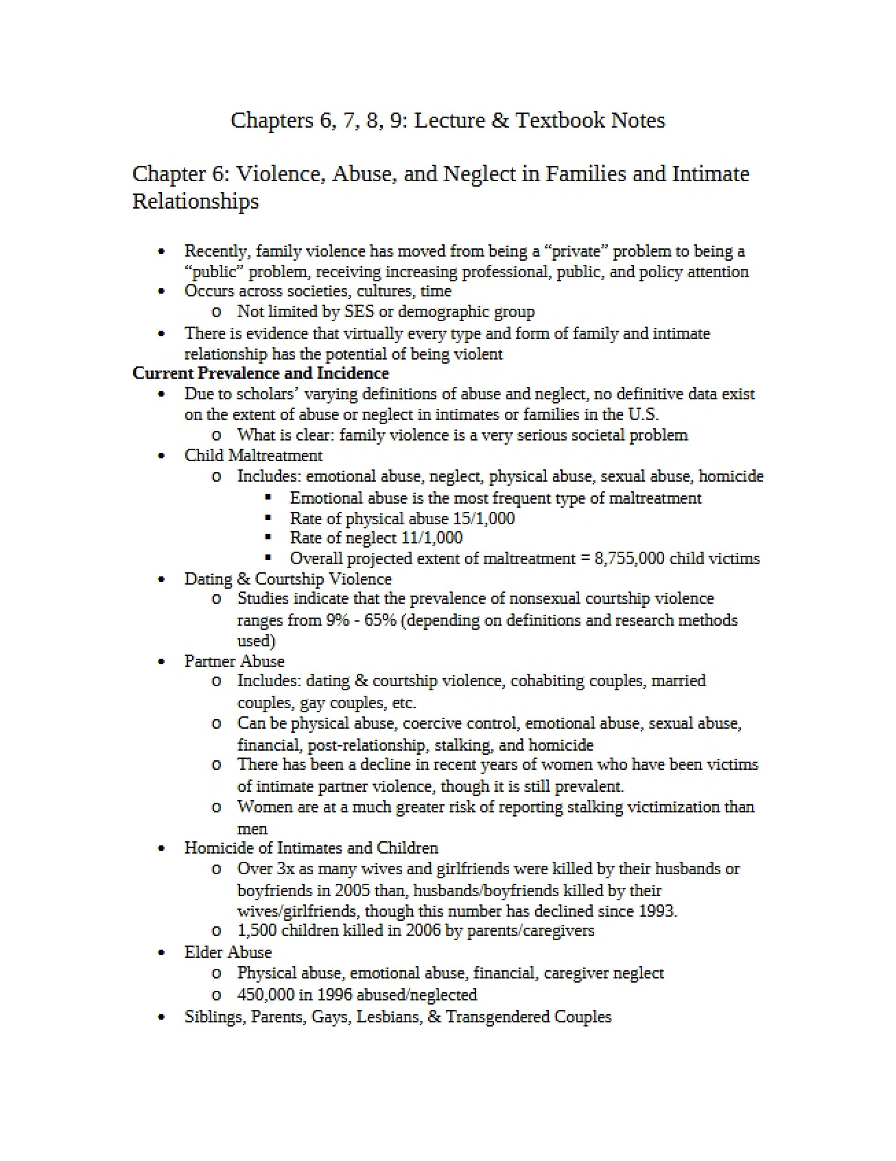Abuse, Violence, and Neglect within Families (Chapter Six)