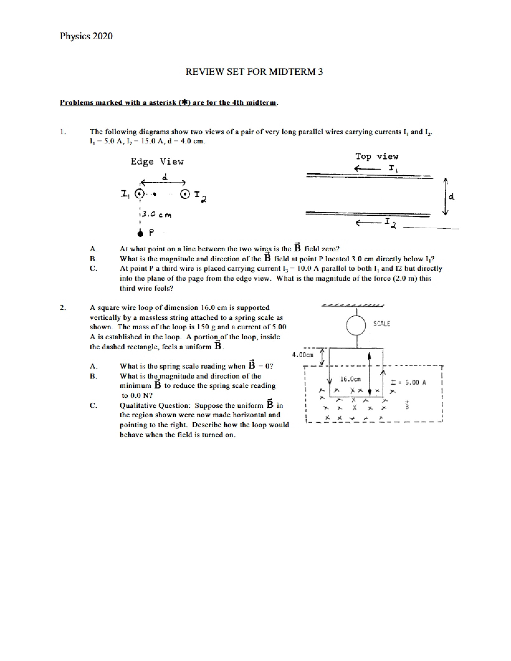 Midterm Three Review Set Physics 2020