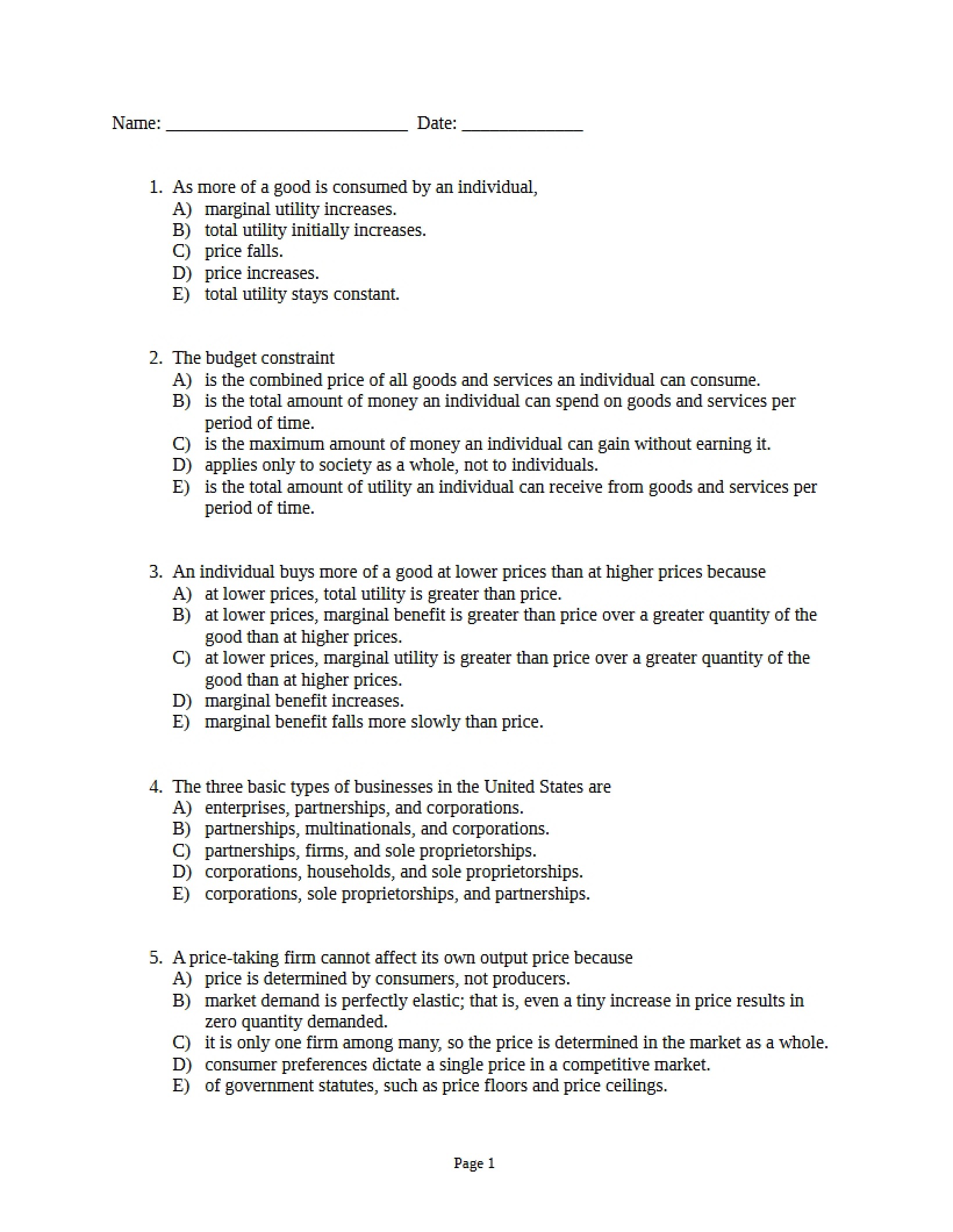 Sample for Second Exam