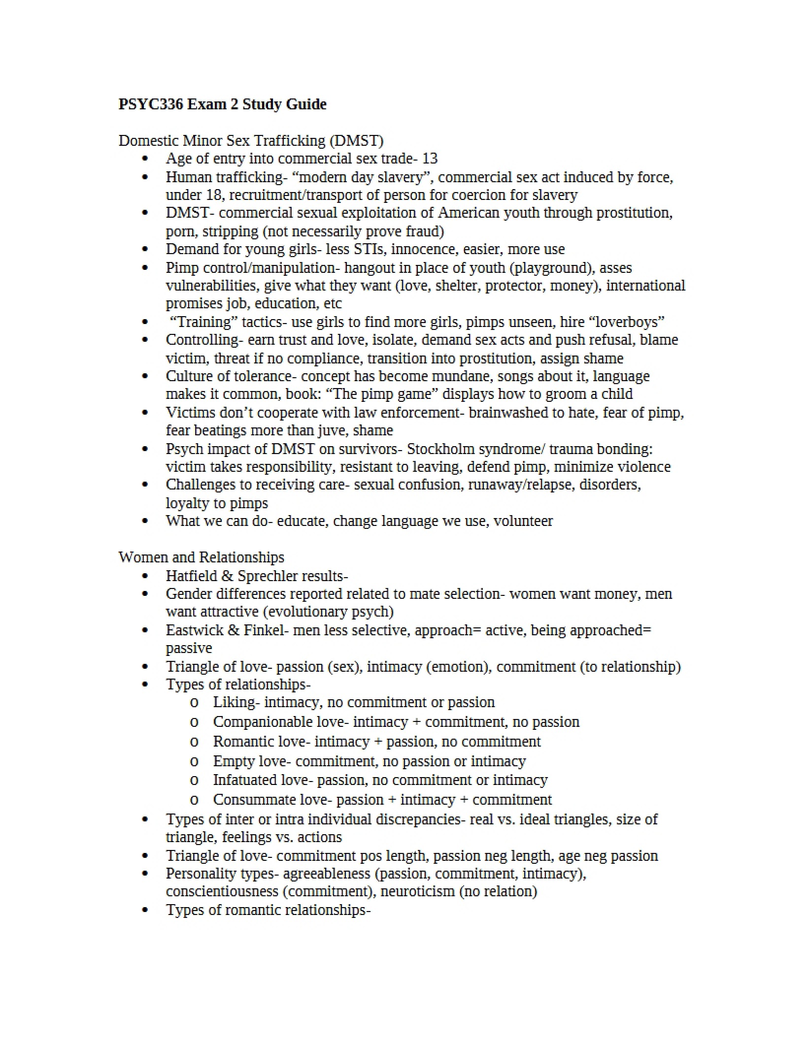 Preparation Guide for Exam Two