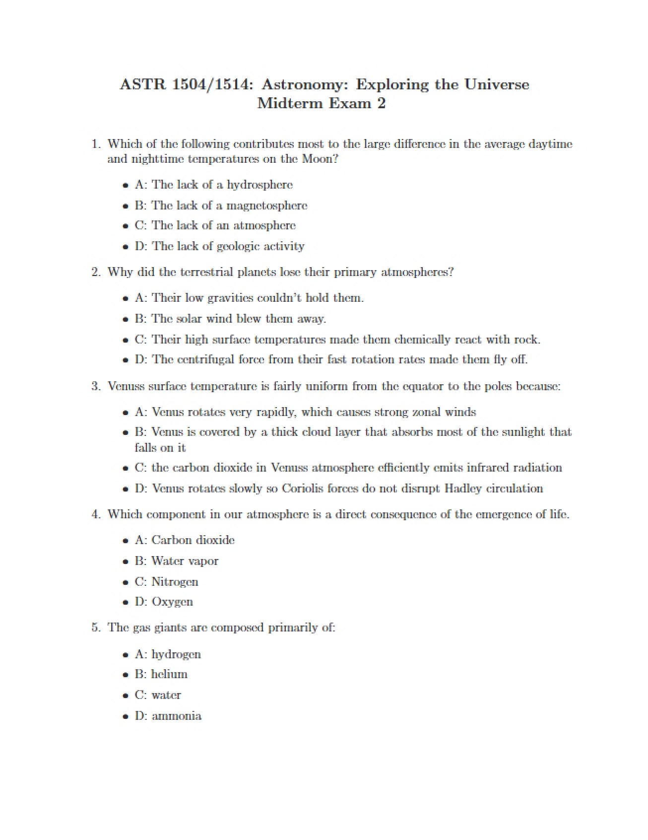 Midterm 2 (Yellow Form)