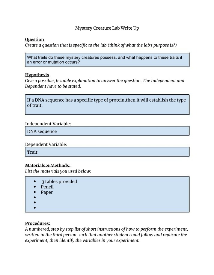 Write-Up for Mystery Creature Lab