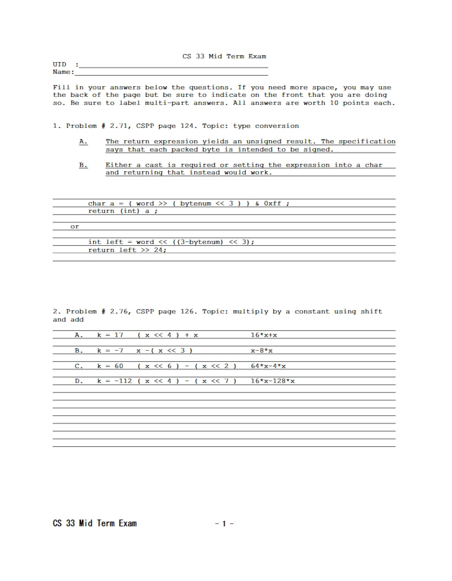 Haber Midterm Fall 13 (CS 33)