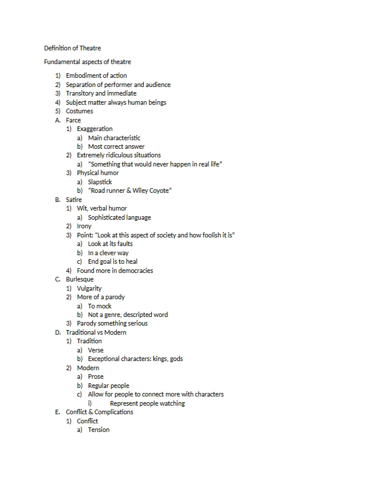 Fundamental Aspects of Theatre - 2 Pages