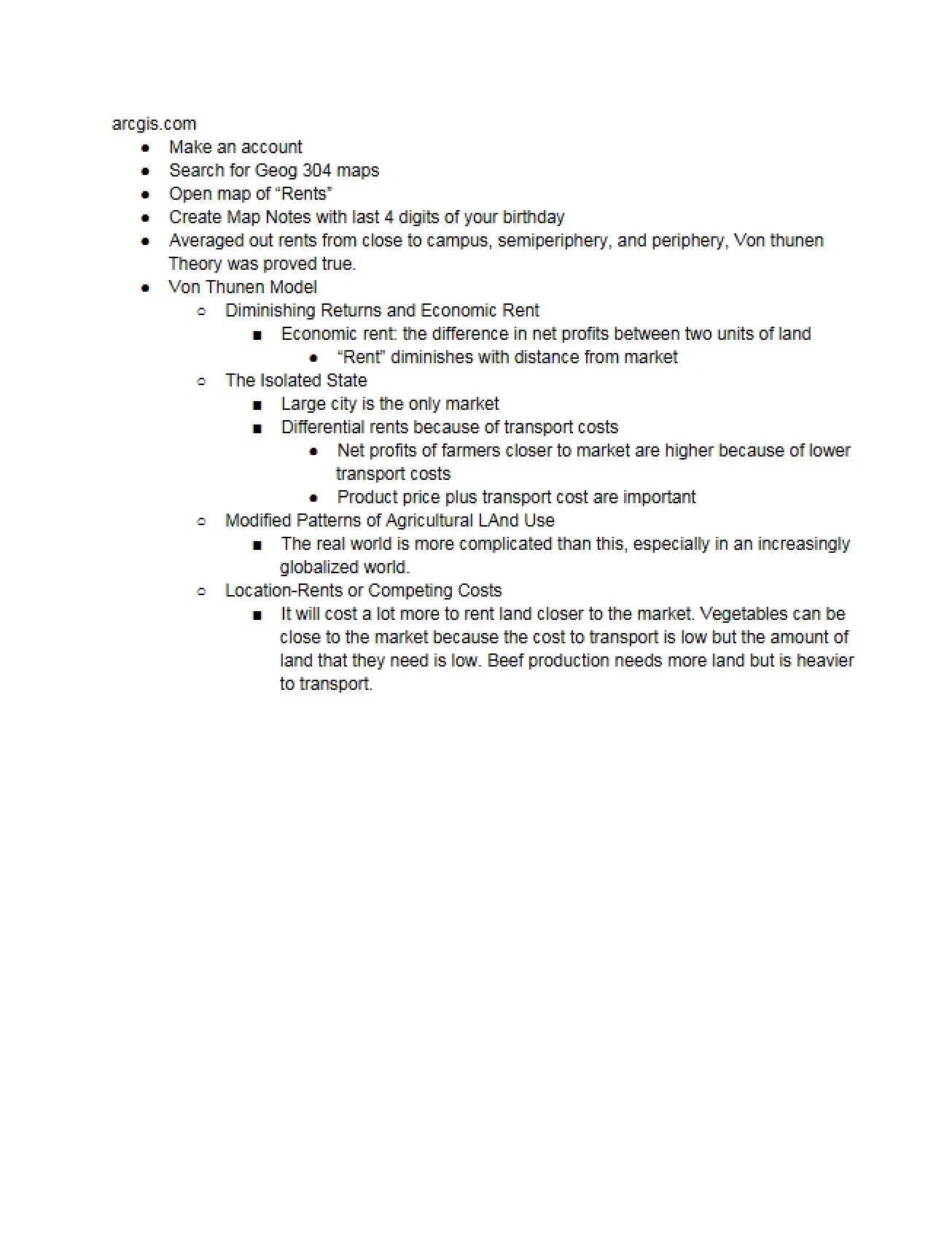 Collection of Notes for Economic Geography