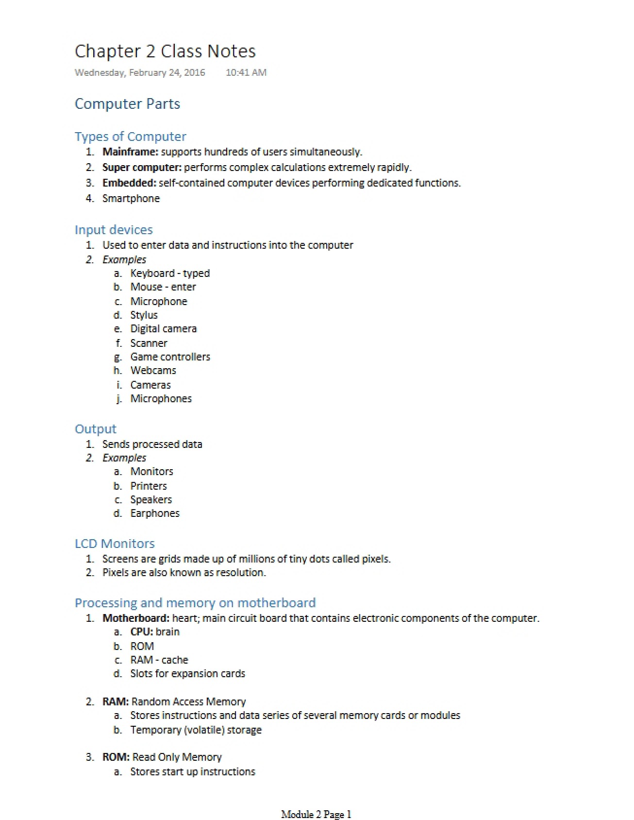Internal Computer Architecture