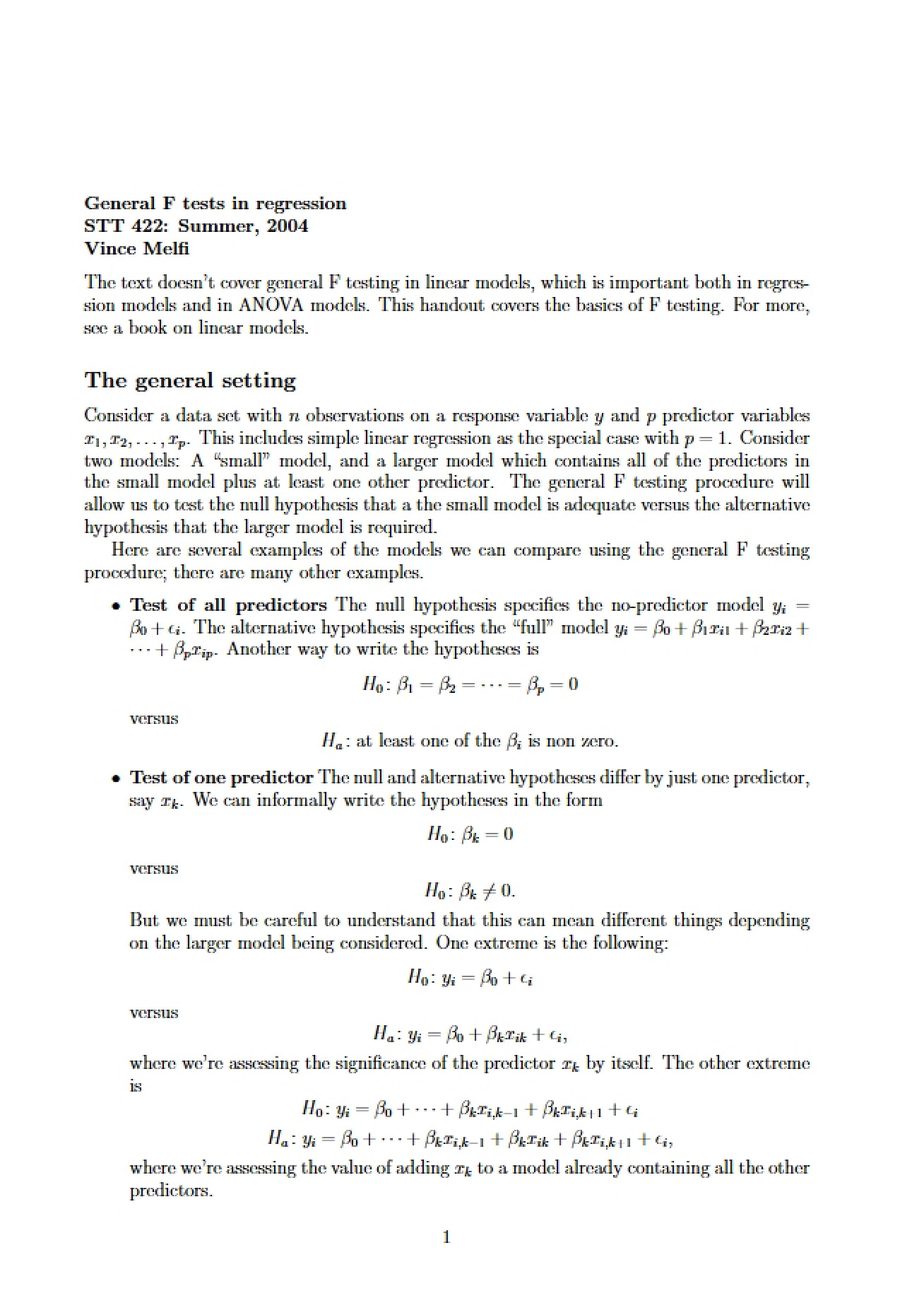 Regression General F Tests