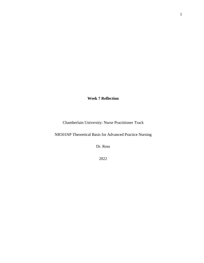 Week 7 Reflection on Medication Nonadherence and King's Theory