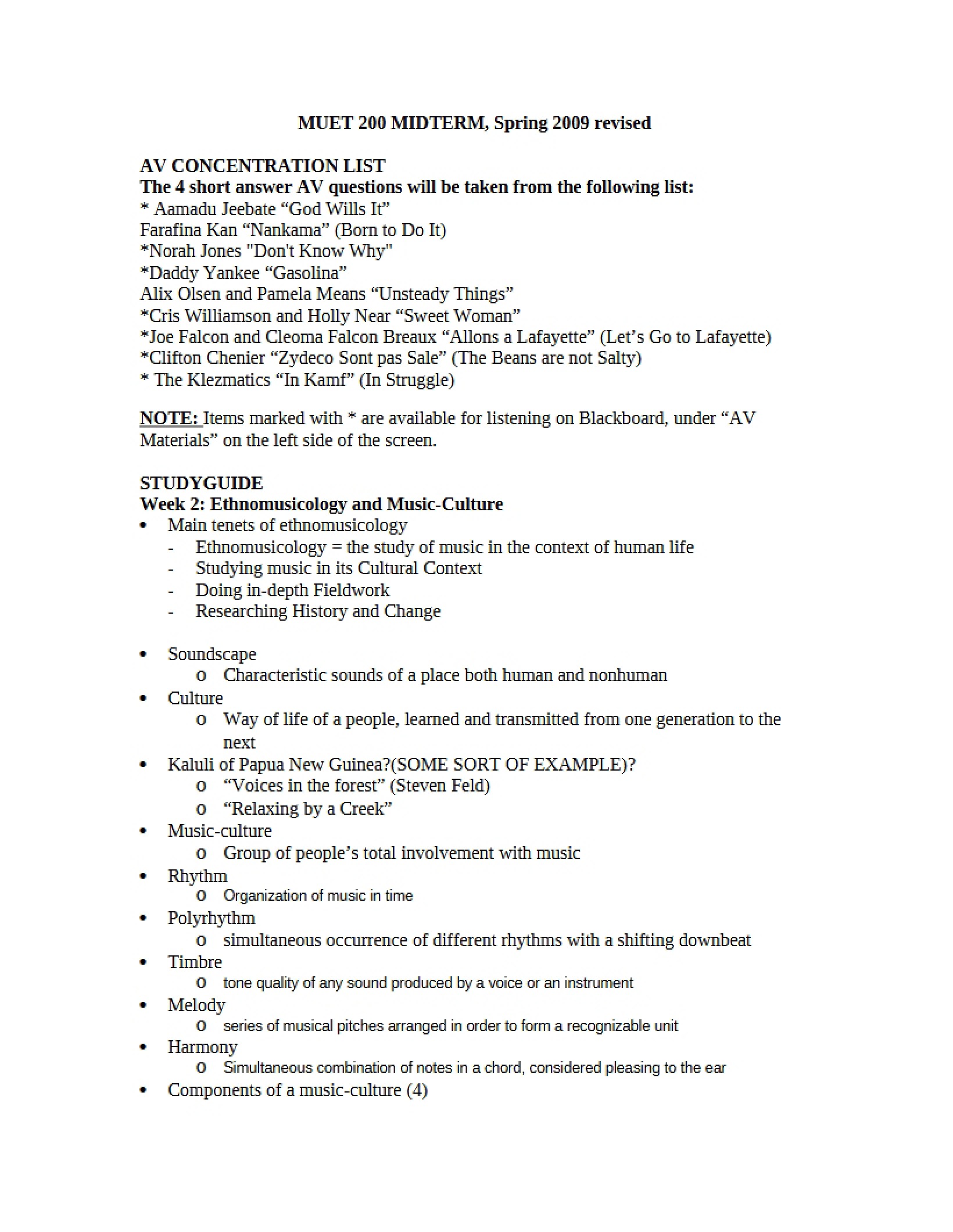 Examination Midterm