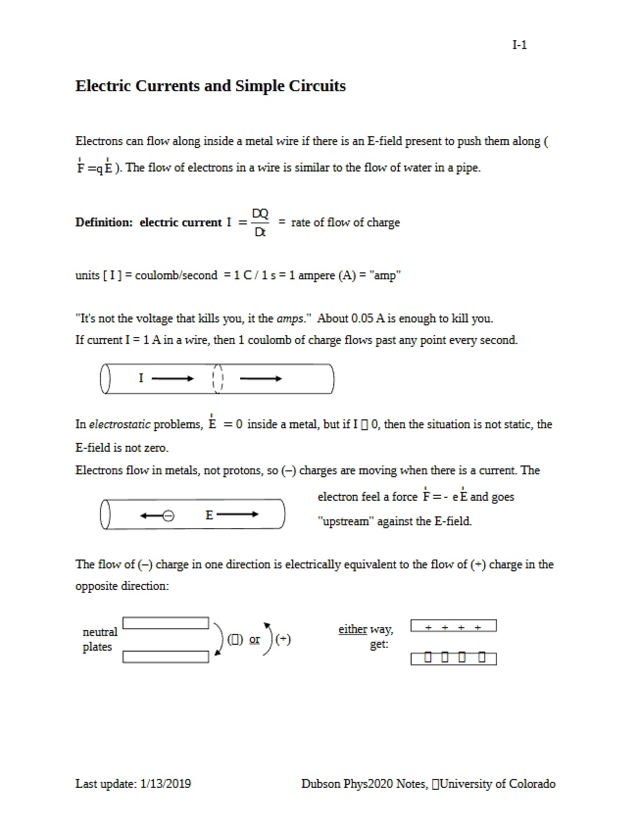 Simple Circuits and Electric Currents