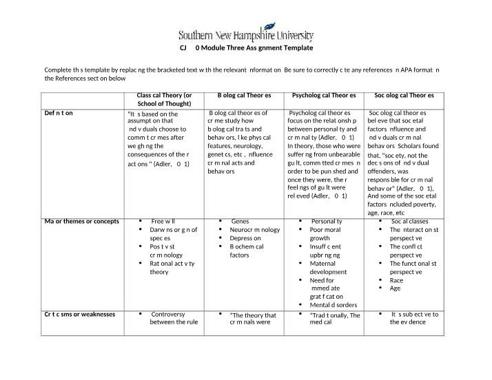 CJ 340 Module Three Assignment Template Set 3