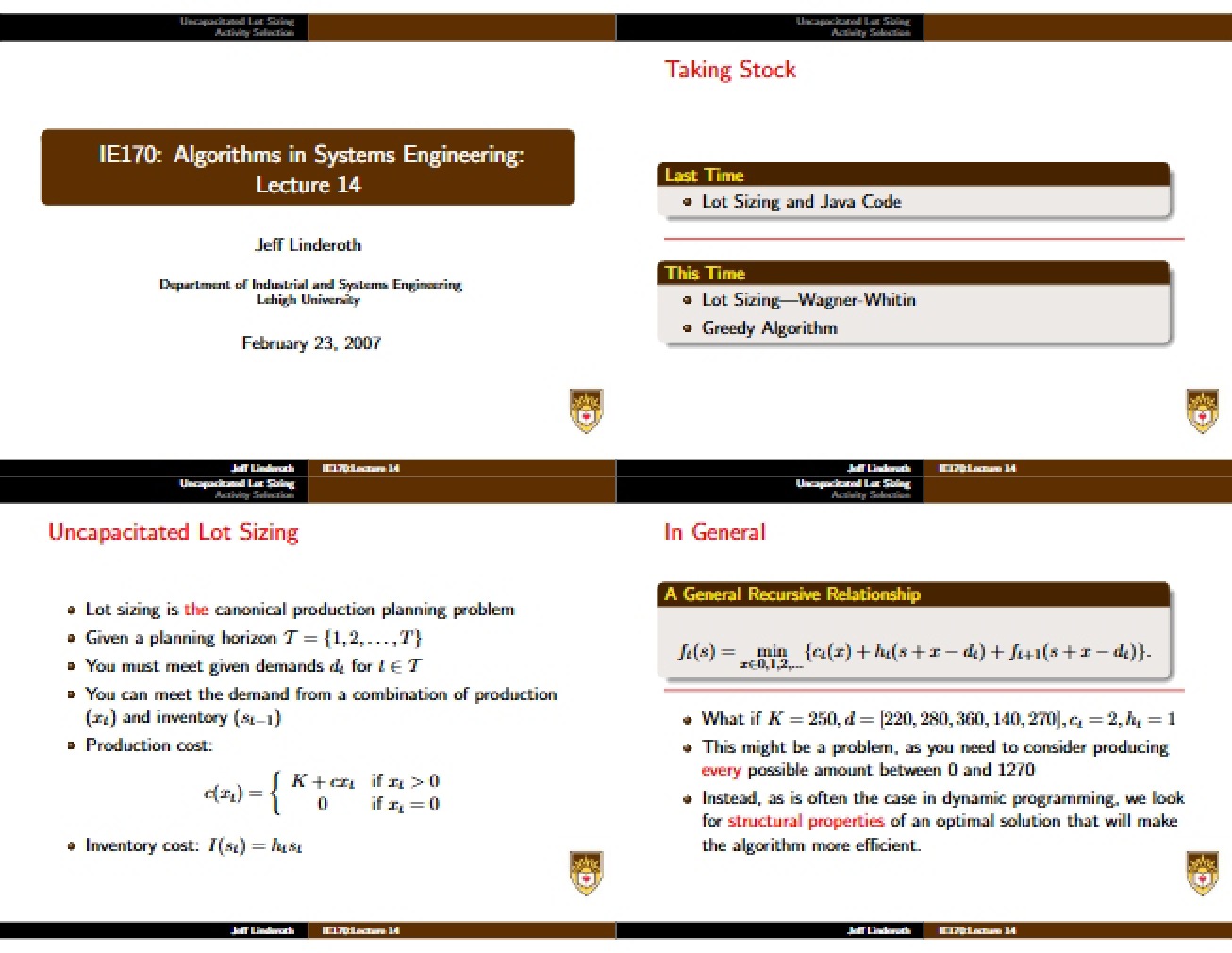 Notes for Lecture Fourteen