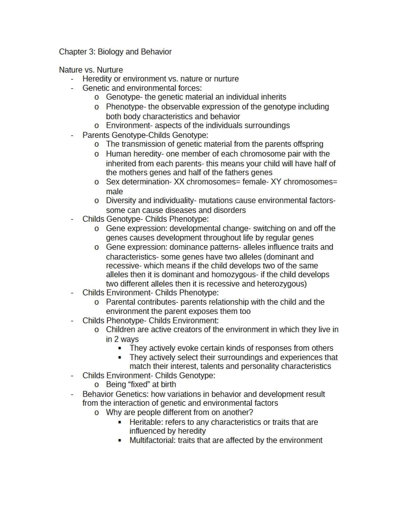 Behavior and Biology (Chapter 3)