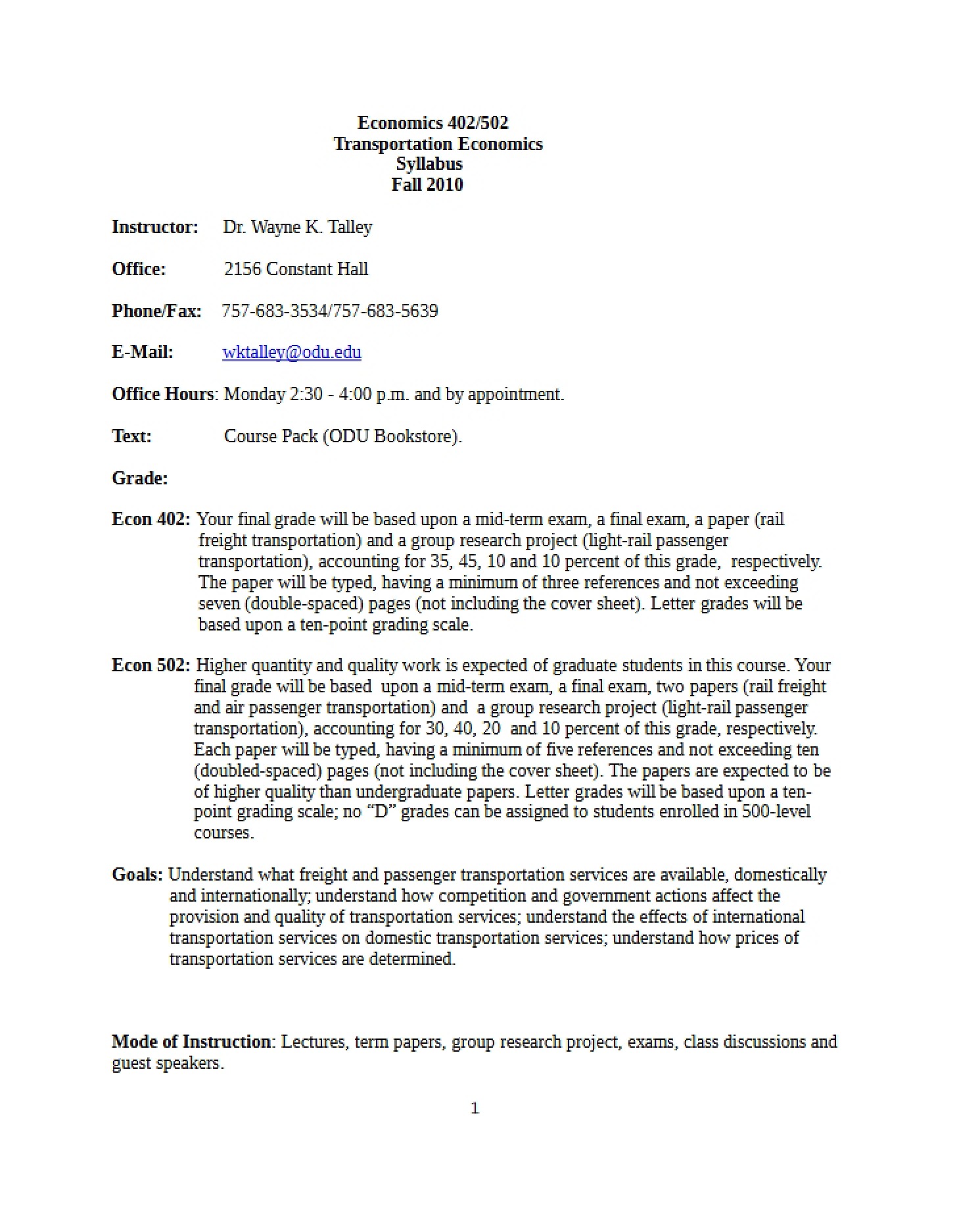 Course Syllabus