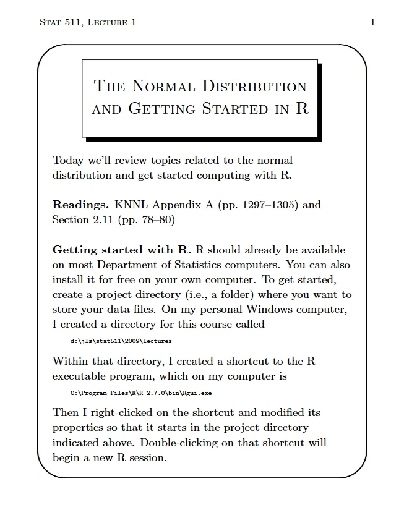 Getting Started in R and Normal Distribution