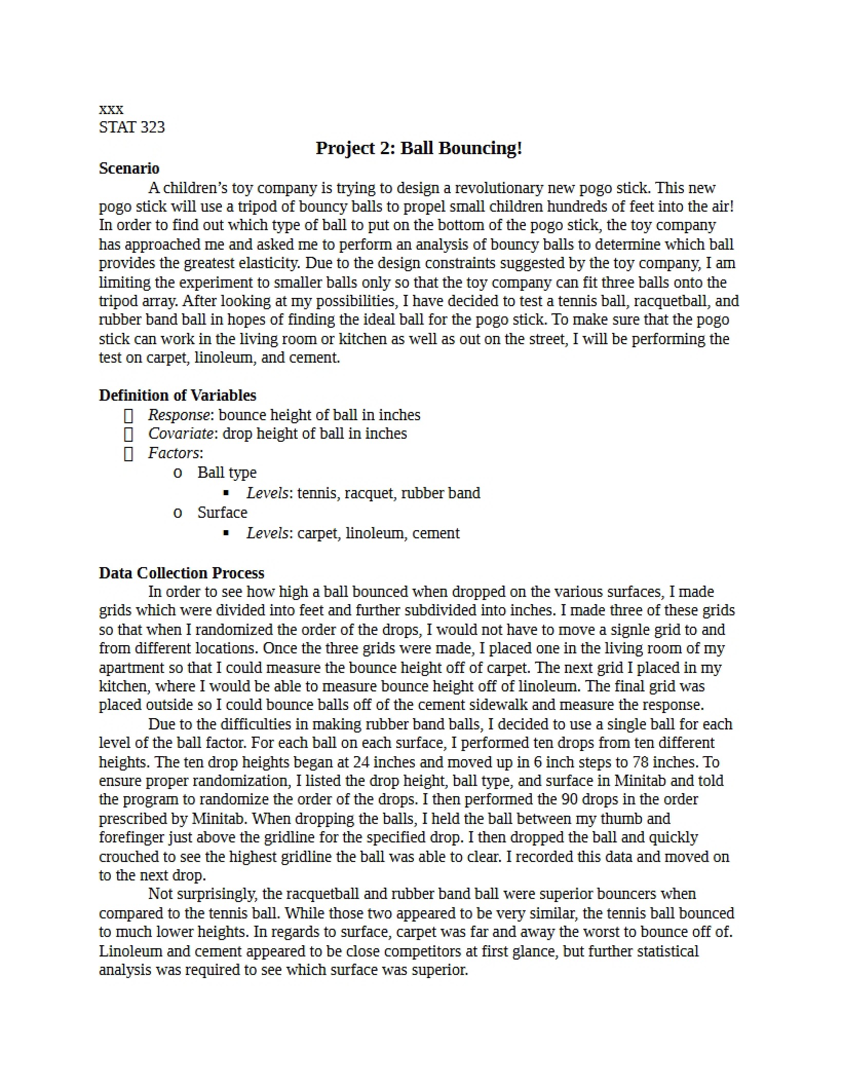 Design of Experiments Project 2