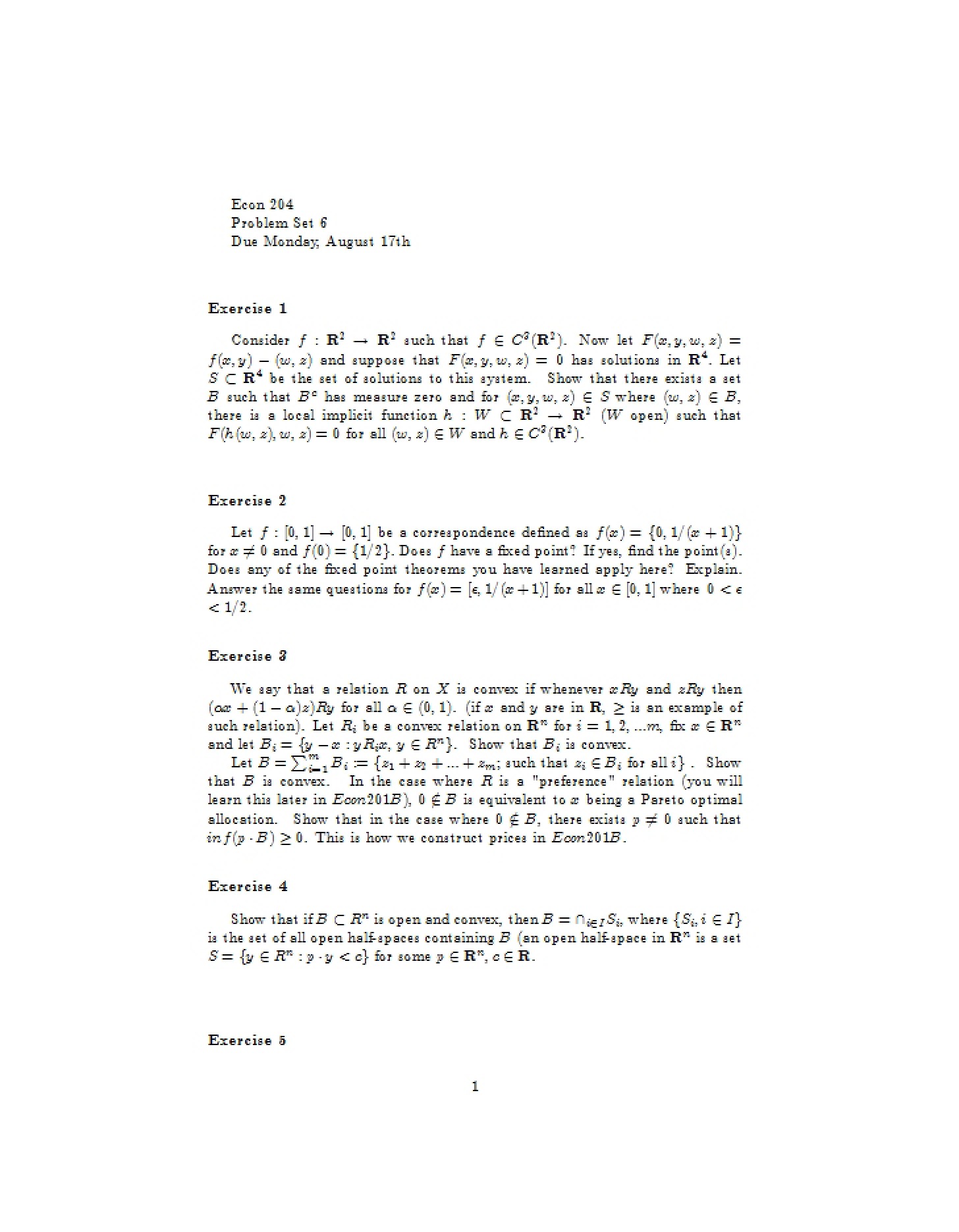 Problem Set 6 (Econ 204)
