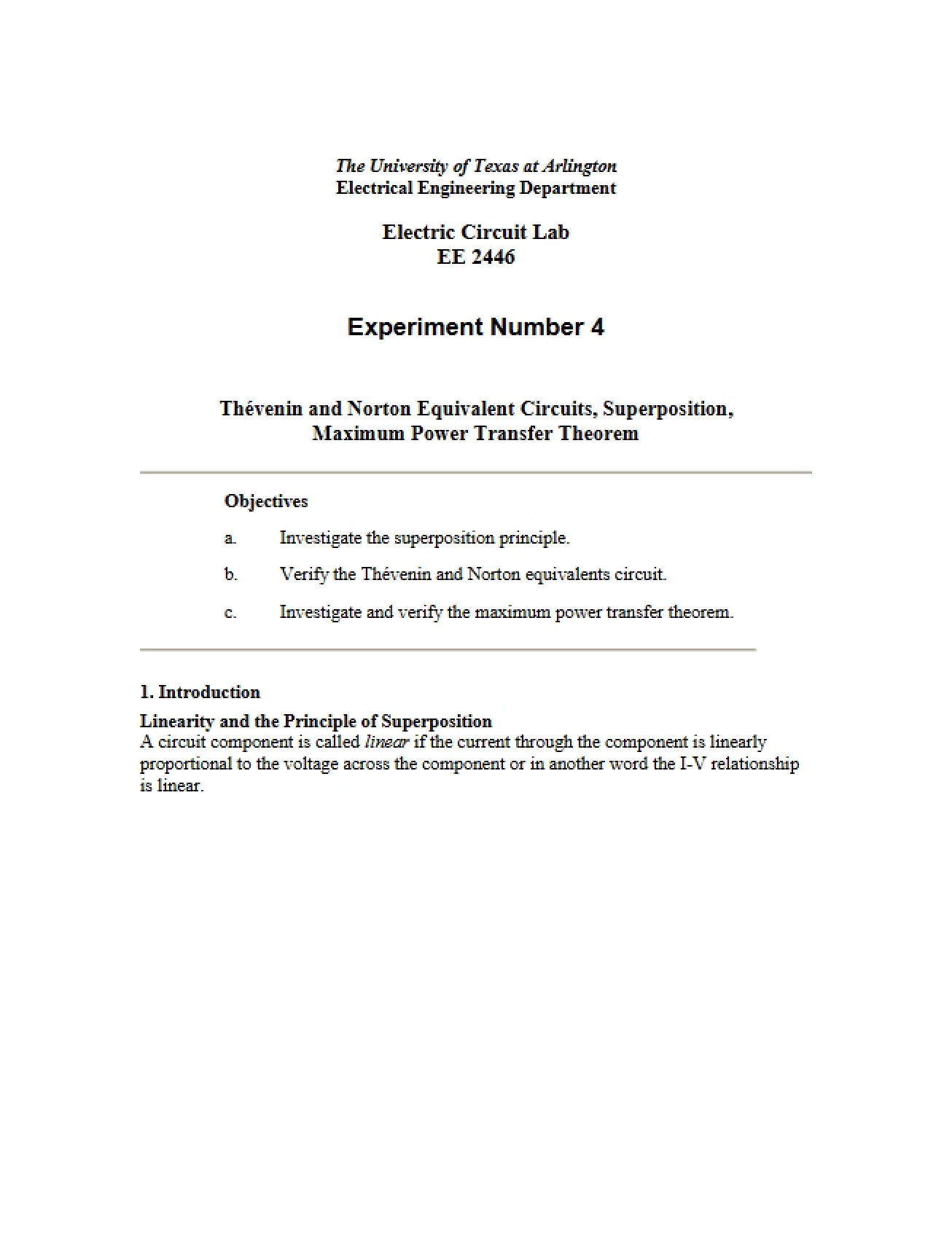 Theorems Thevenin, Norton, Superposition, Max Power