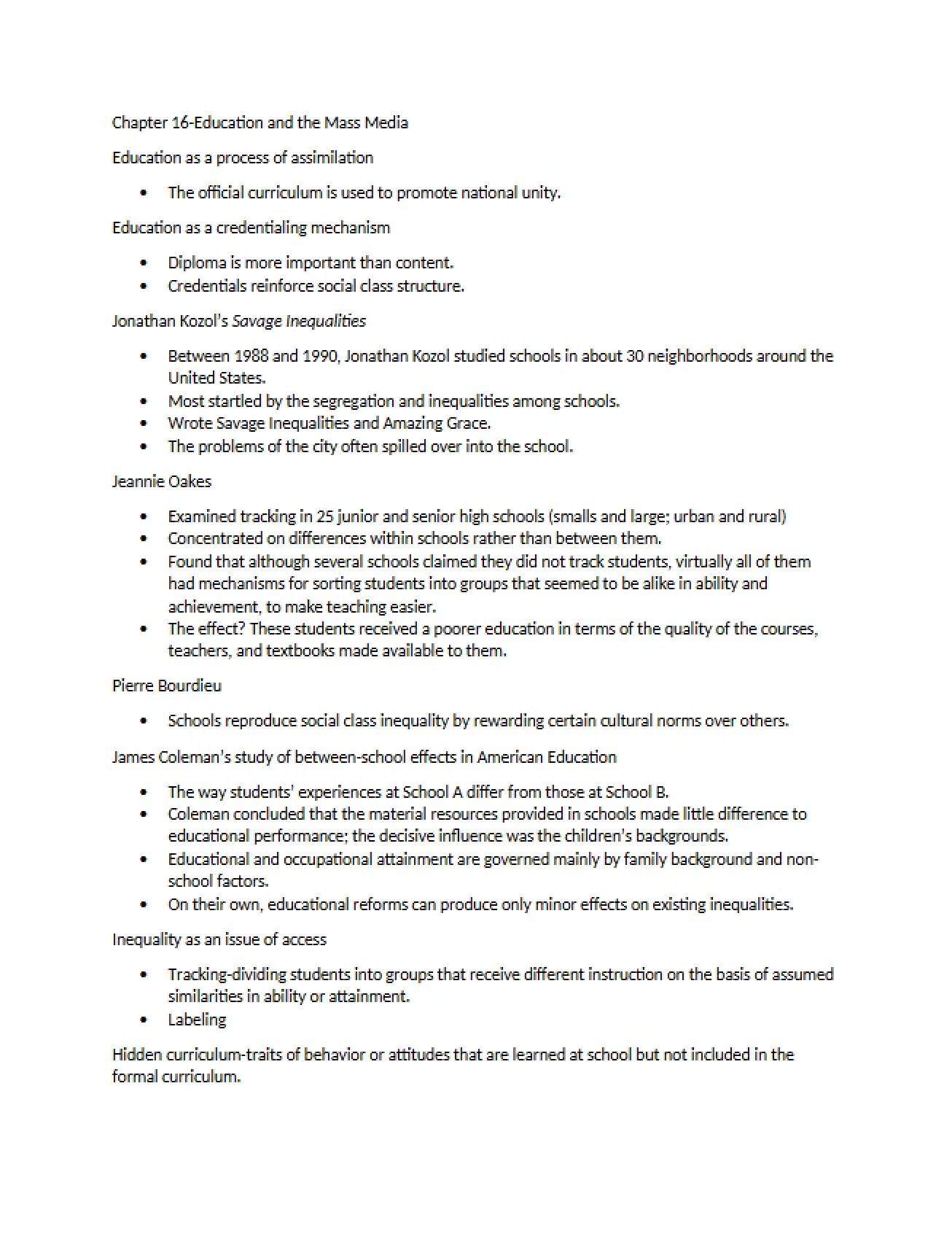 Mass Media and Education (Chapter 16)