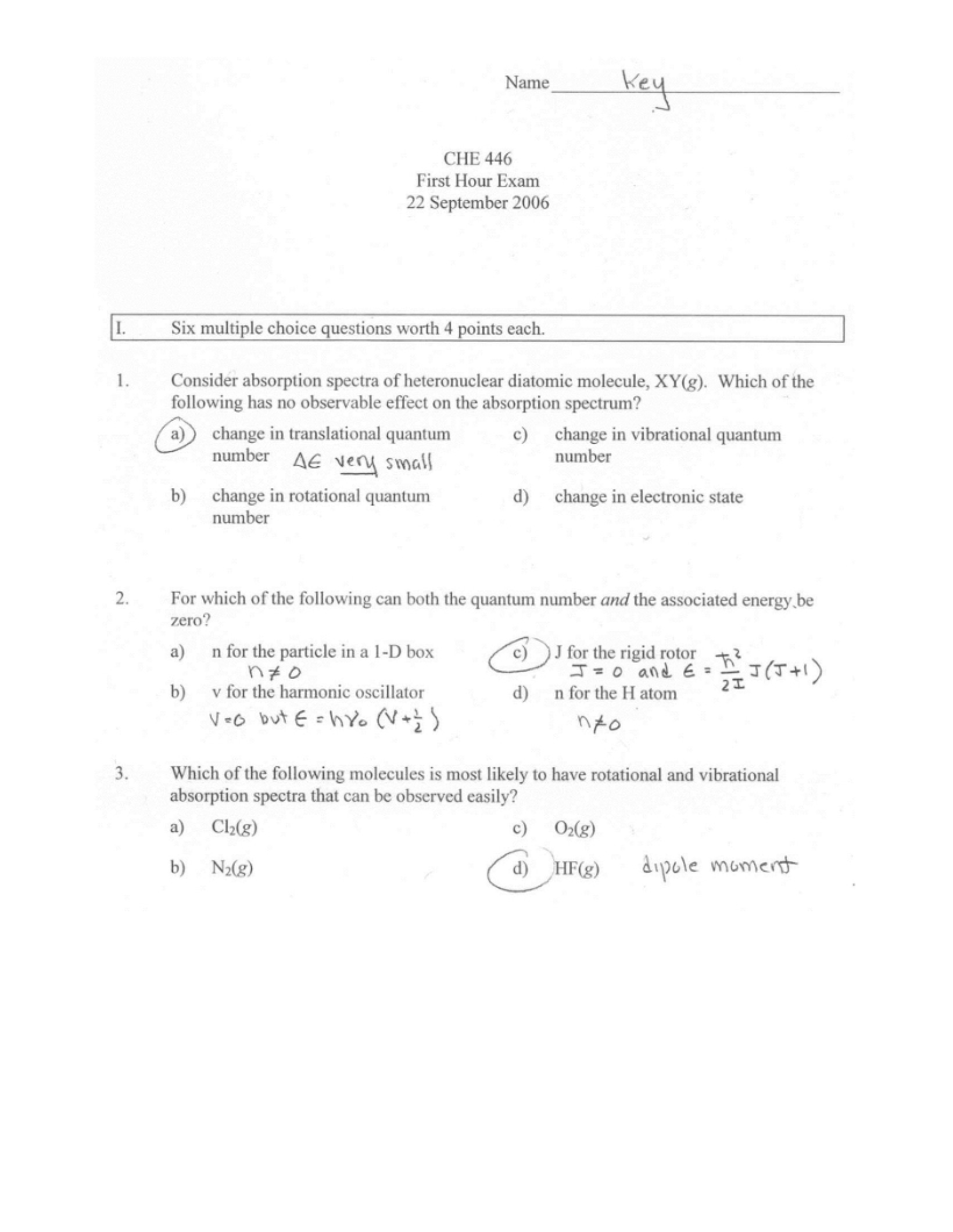 Exam for First Hour