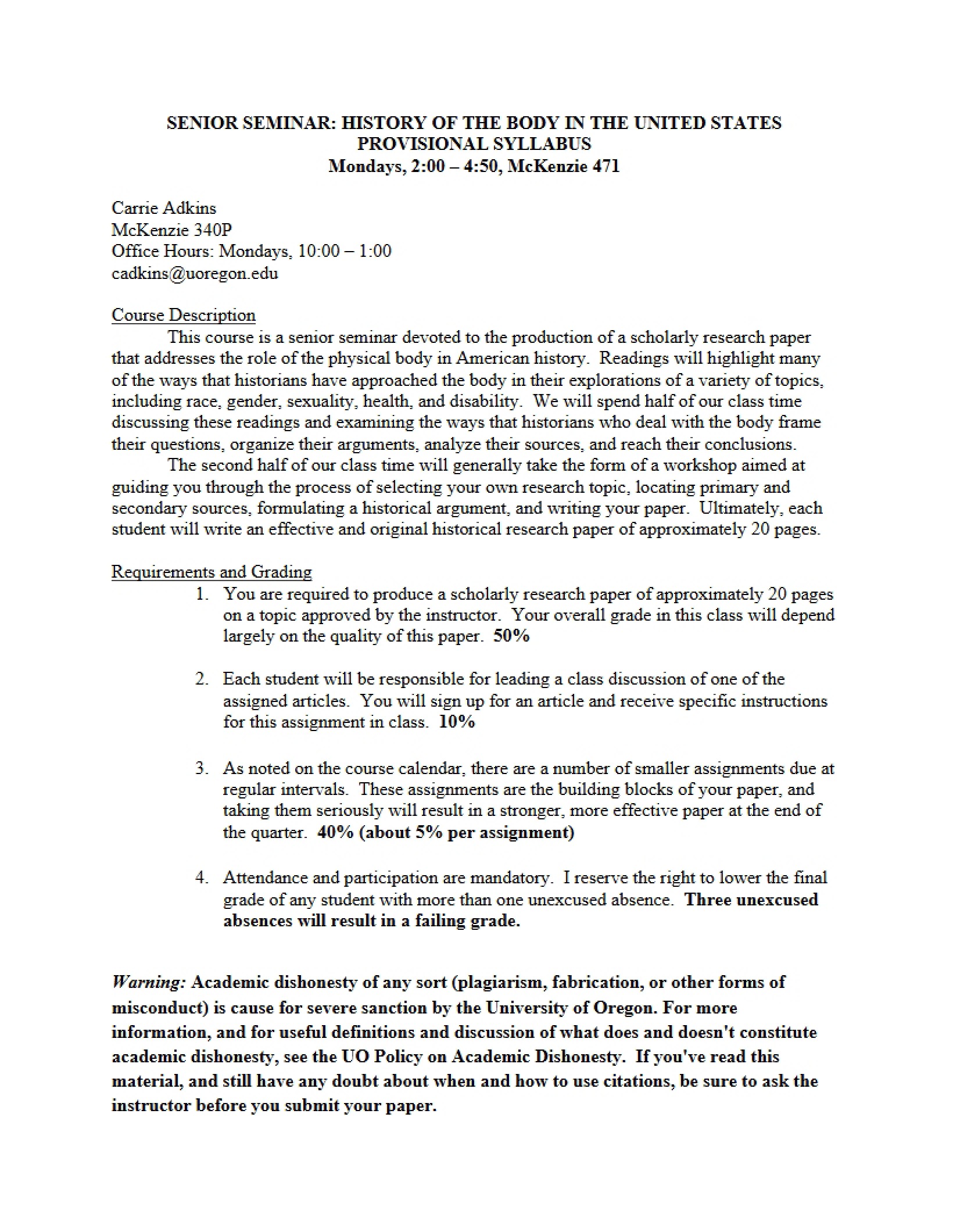 History 407 Syllabus