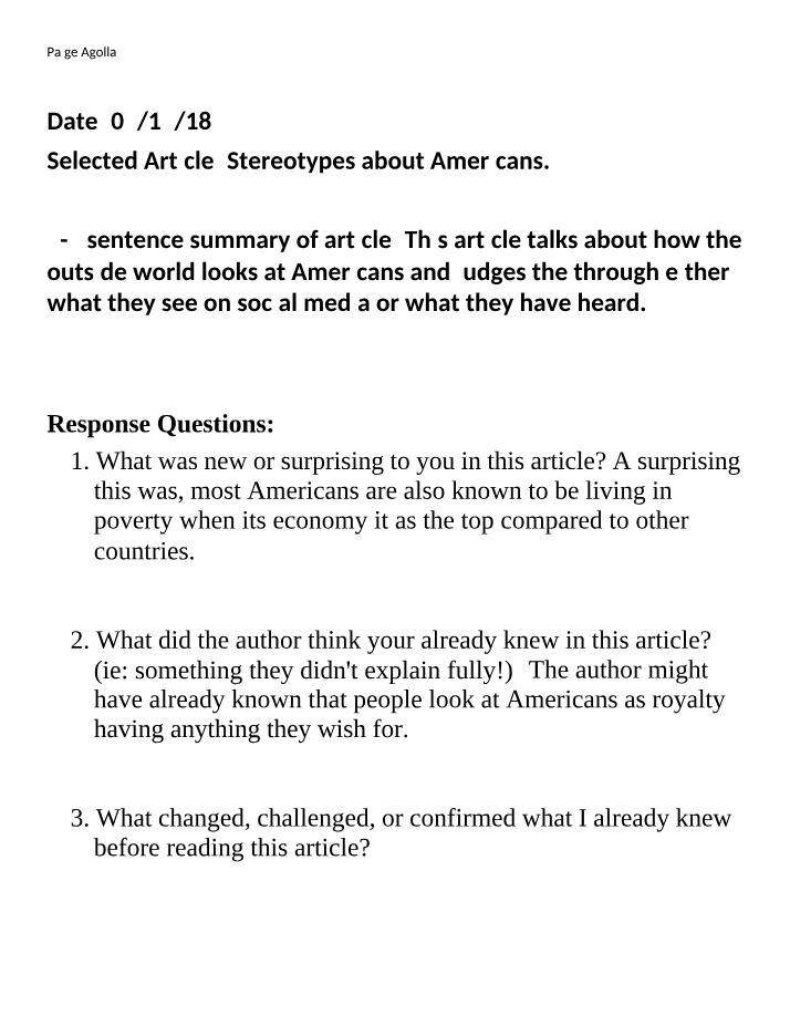 Stereotypes within America