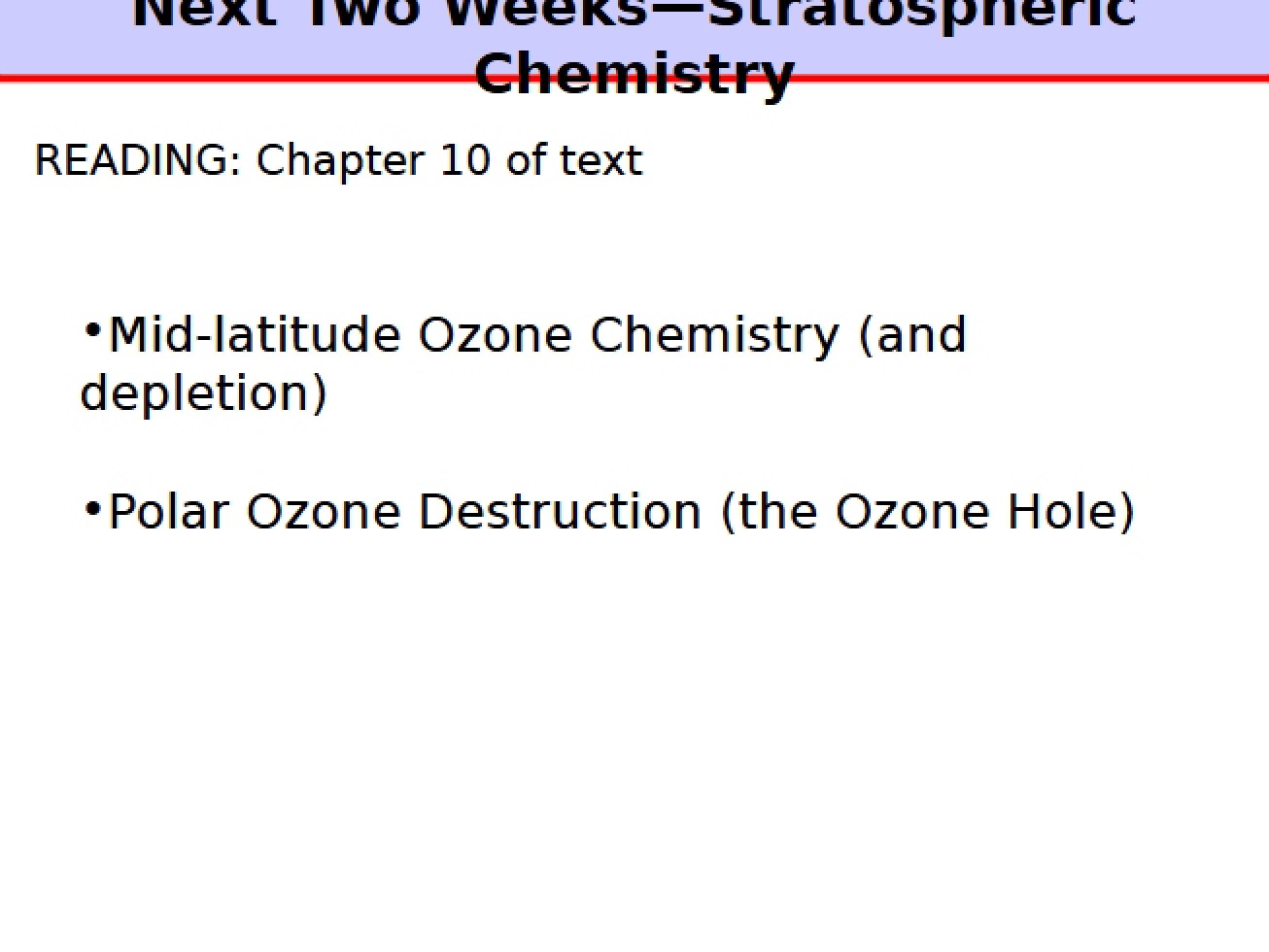 Notes from Class Session