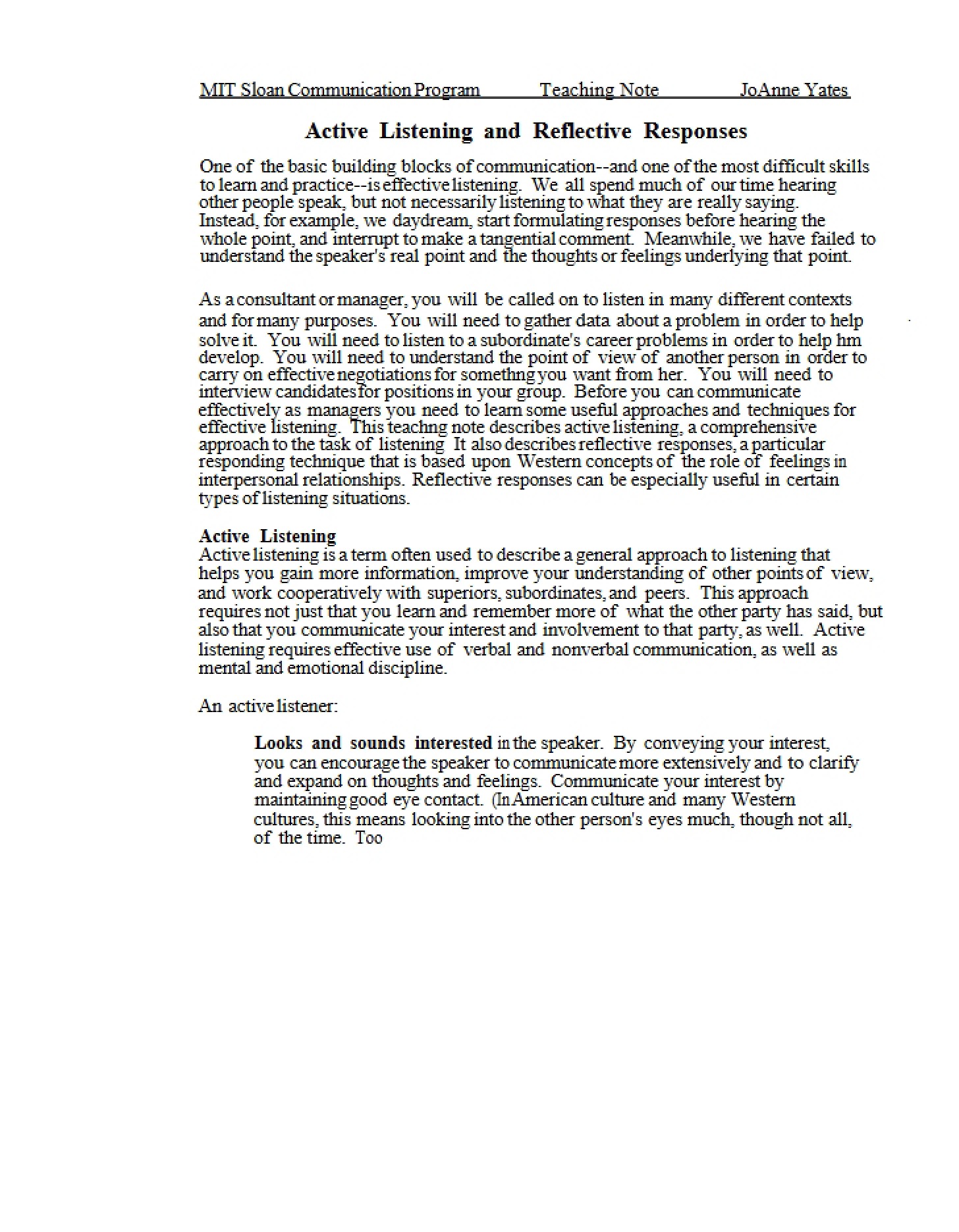 Reflective Responses and Listening Actively - 15 281