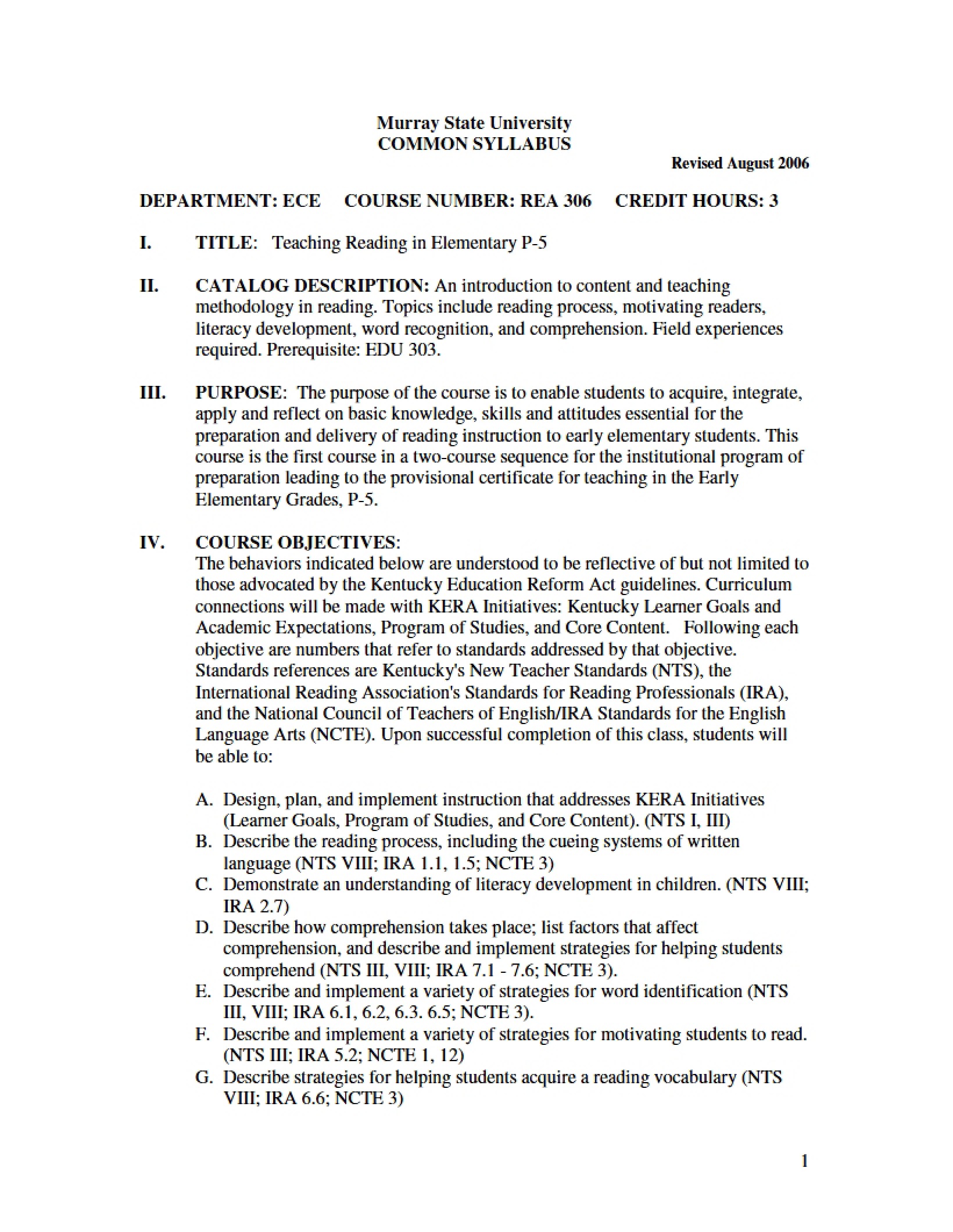 Syllabus - Literacy Development in the Elementary School
