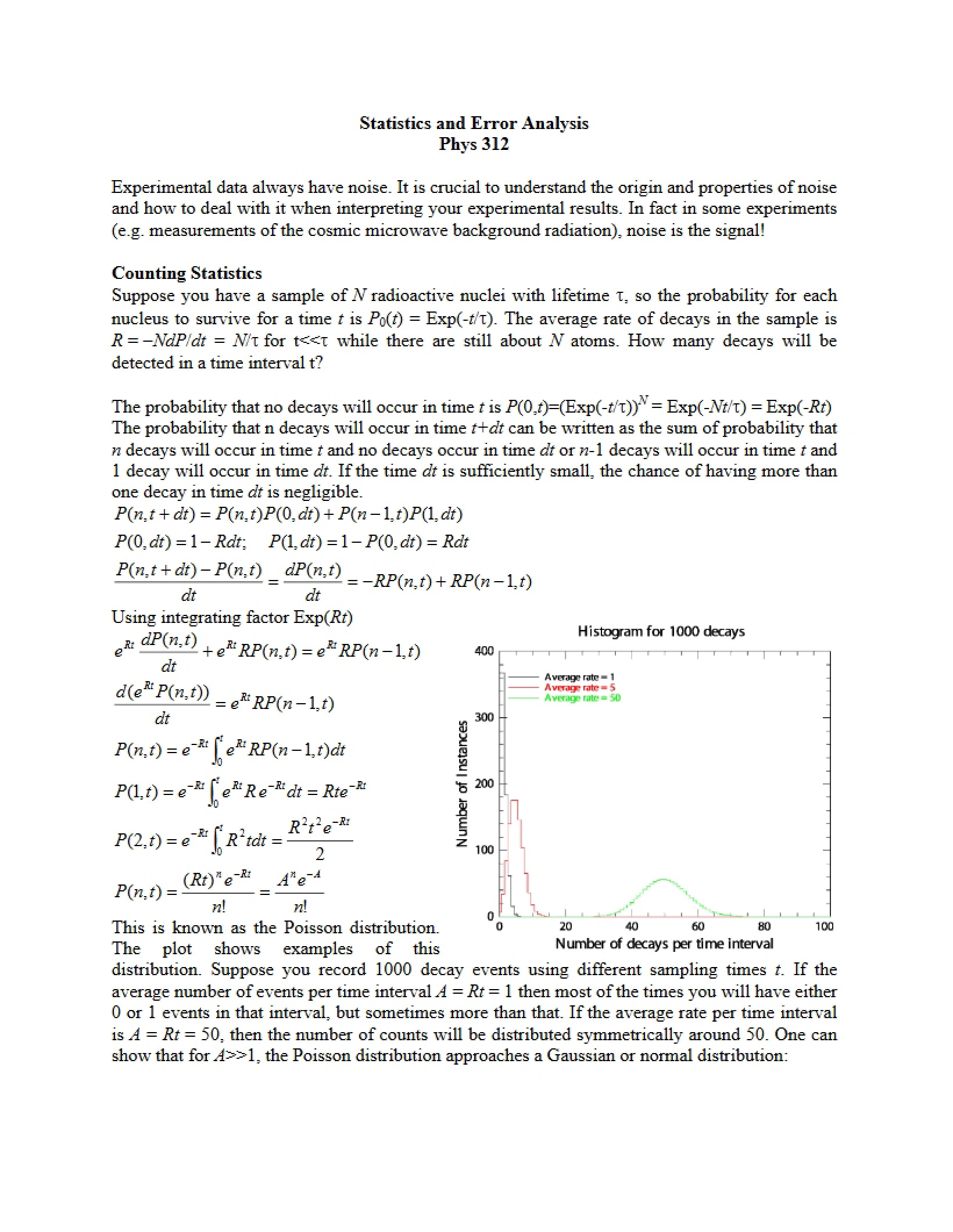 Error Analysis and Statistics