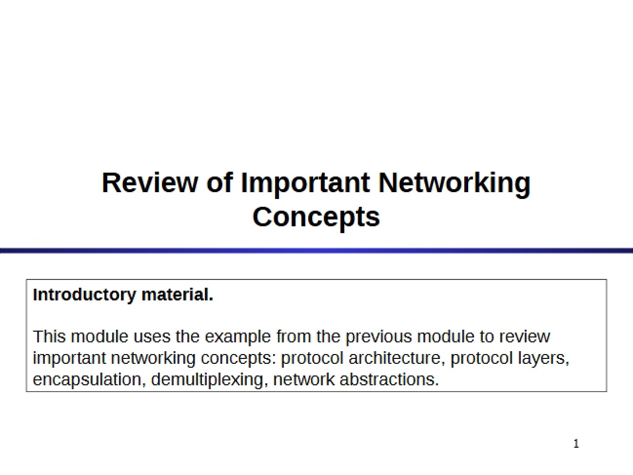 Important Networking Concepts Review