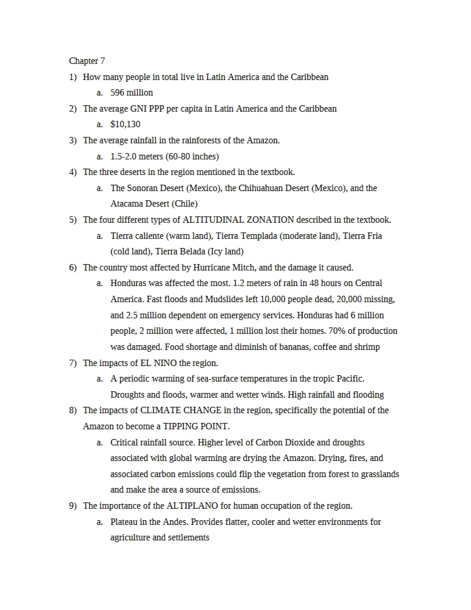 Human Geography Chapter 7