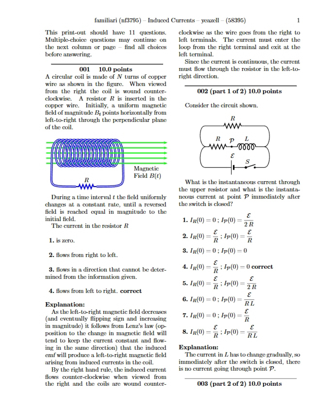 Currents Induced