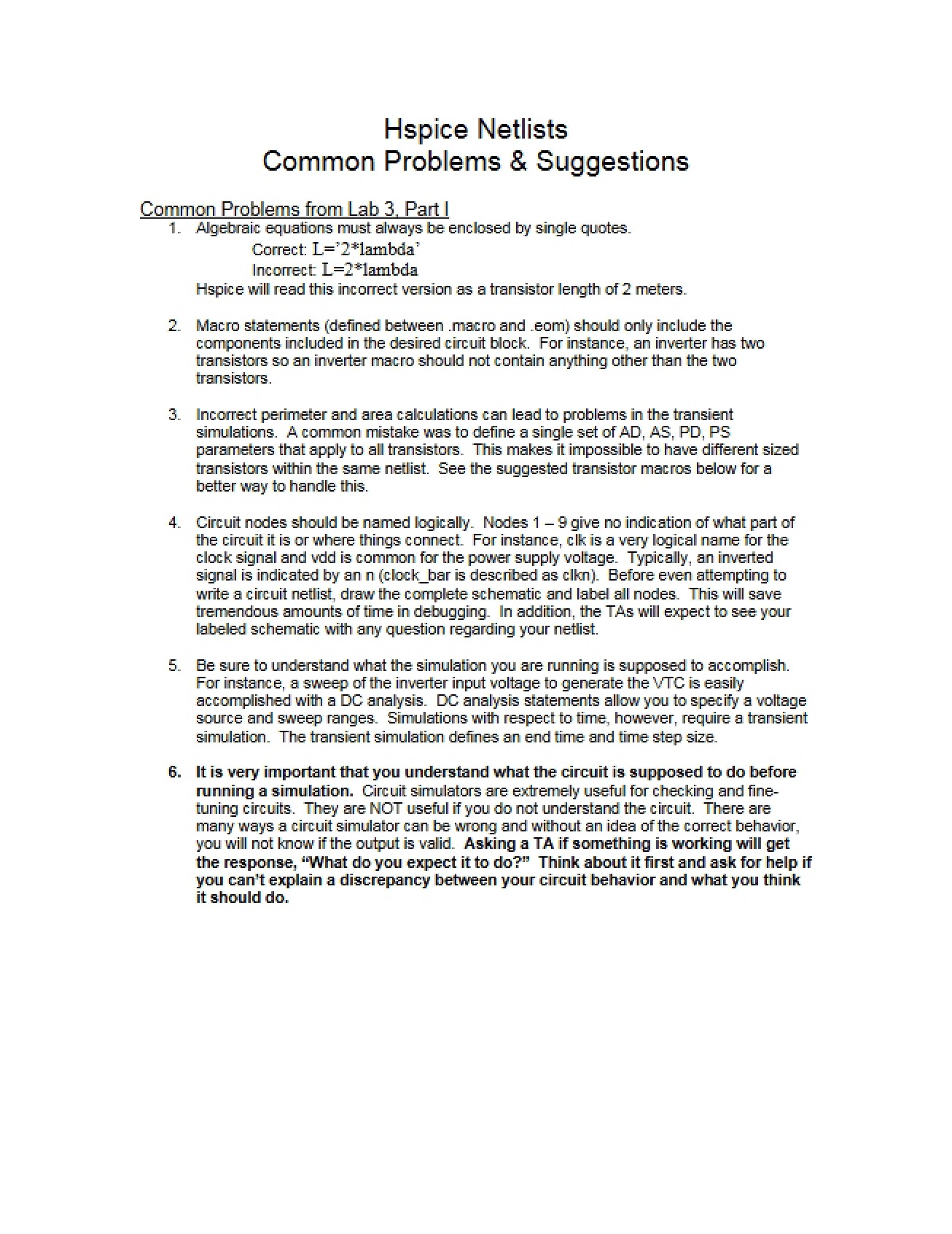 Lecture Notes I