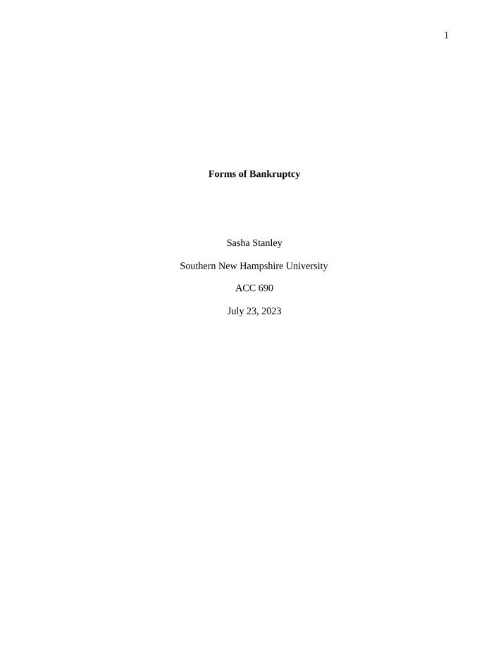 Forms of Bankruptcy - Milestone 1
