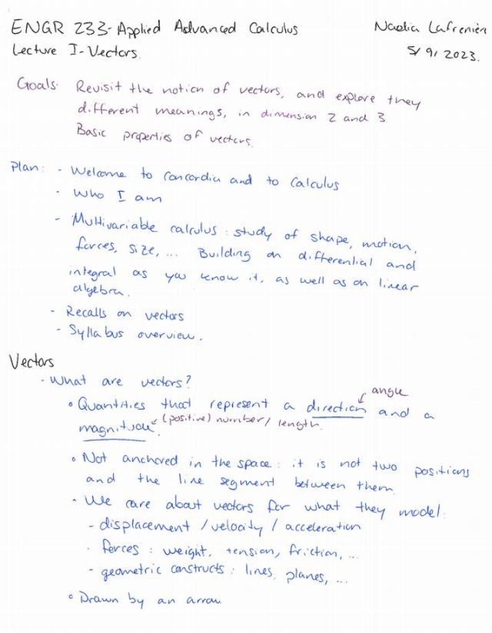 ENGR 233 Applied Advanced Calculus Lecture 1 - Vectors