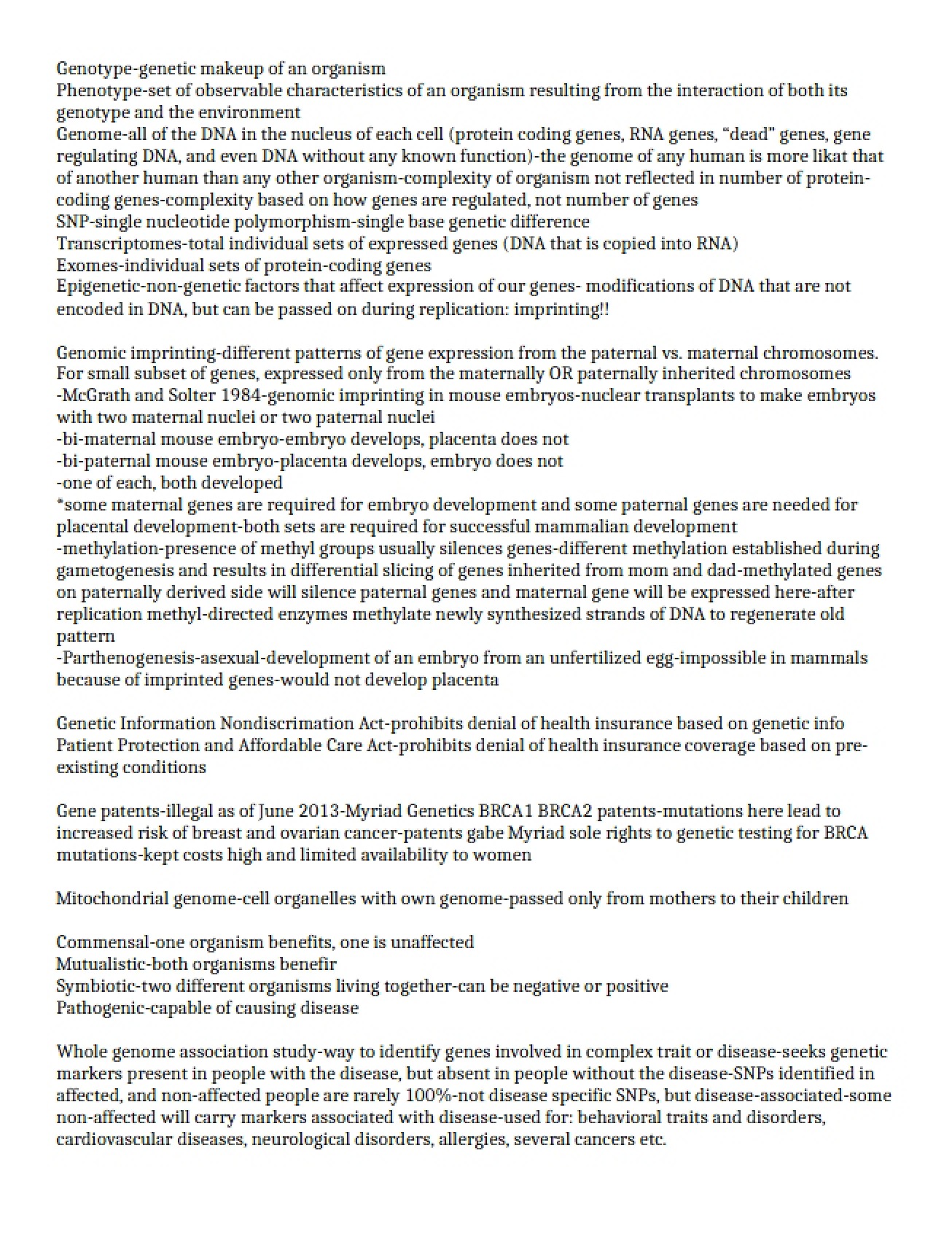 Genetics Exam Two Guide