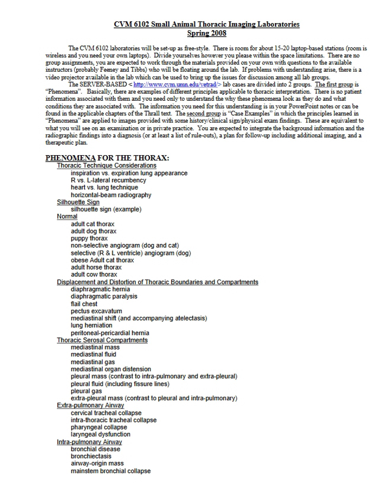 Cases Involving the Thorax