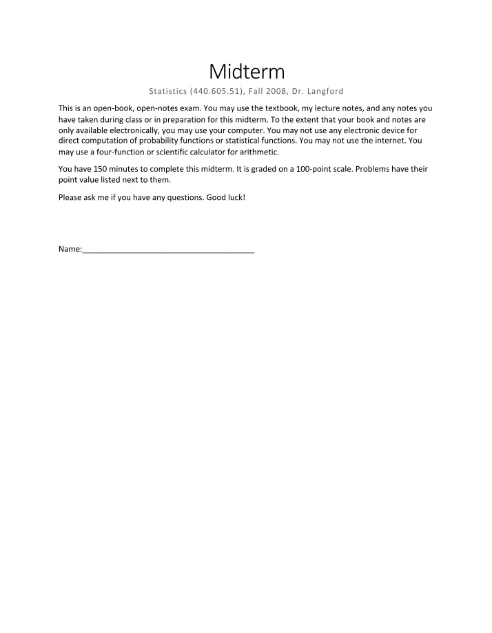 WH550101 Statistics - Midterm