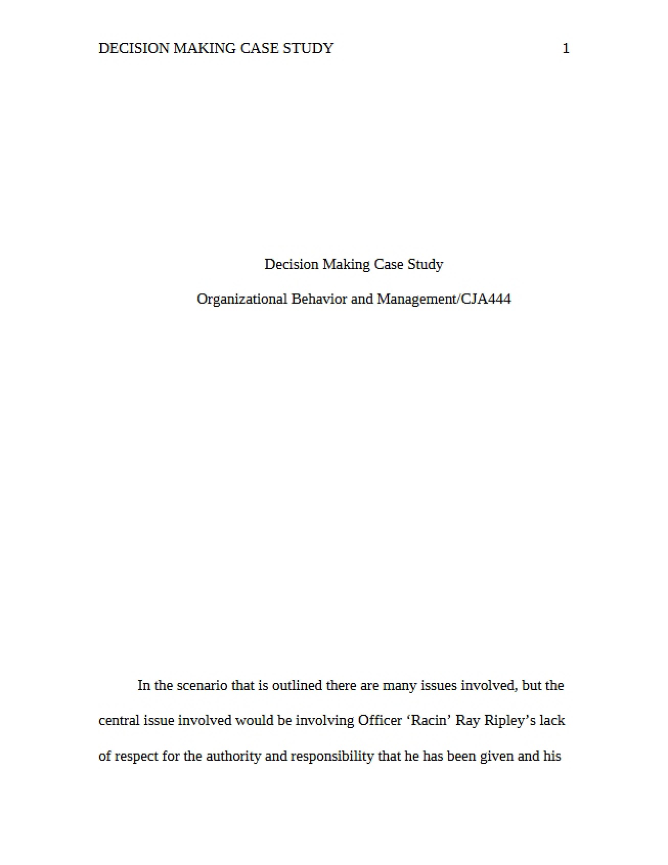 Case Analysis of Decision Making