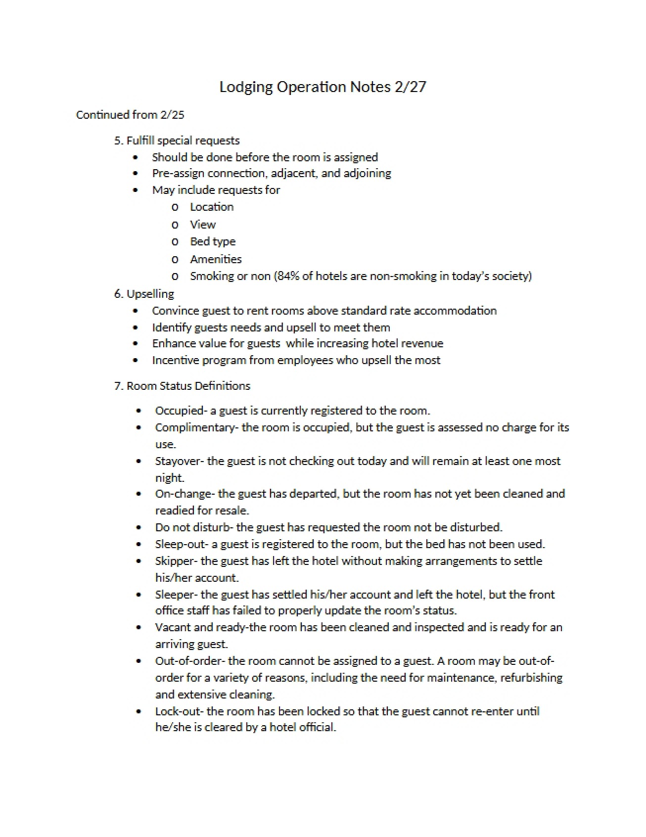 Lodging Operations Overview