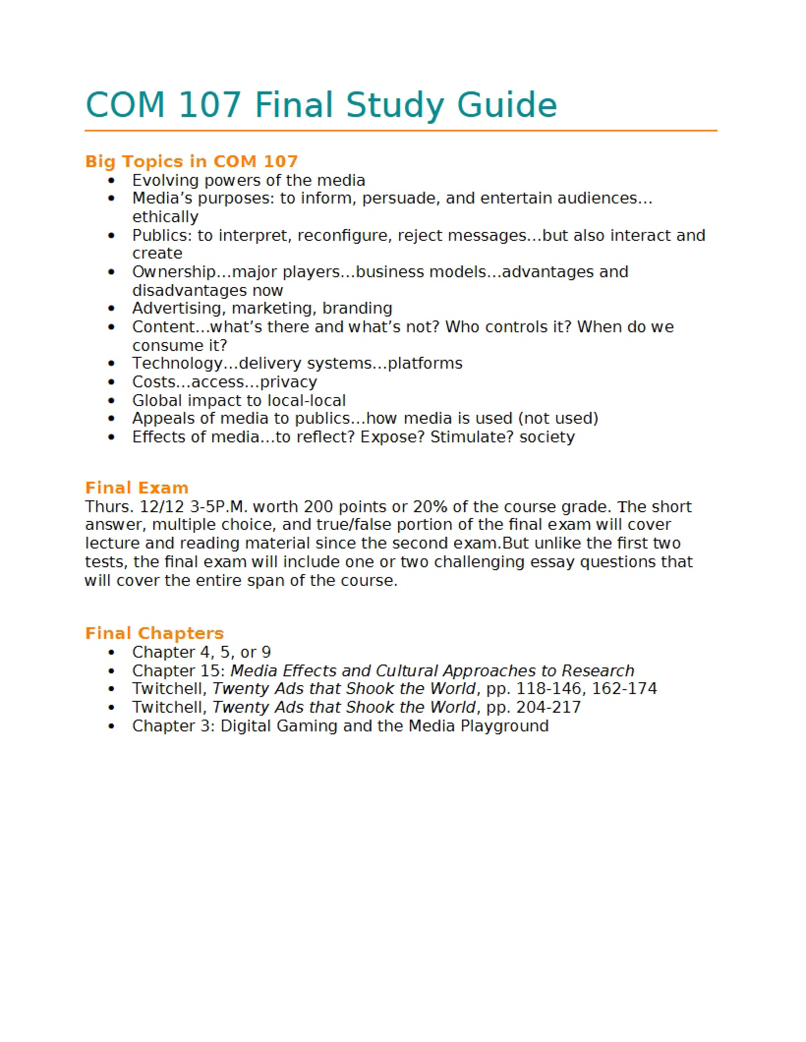 Guide for Studying Communications