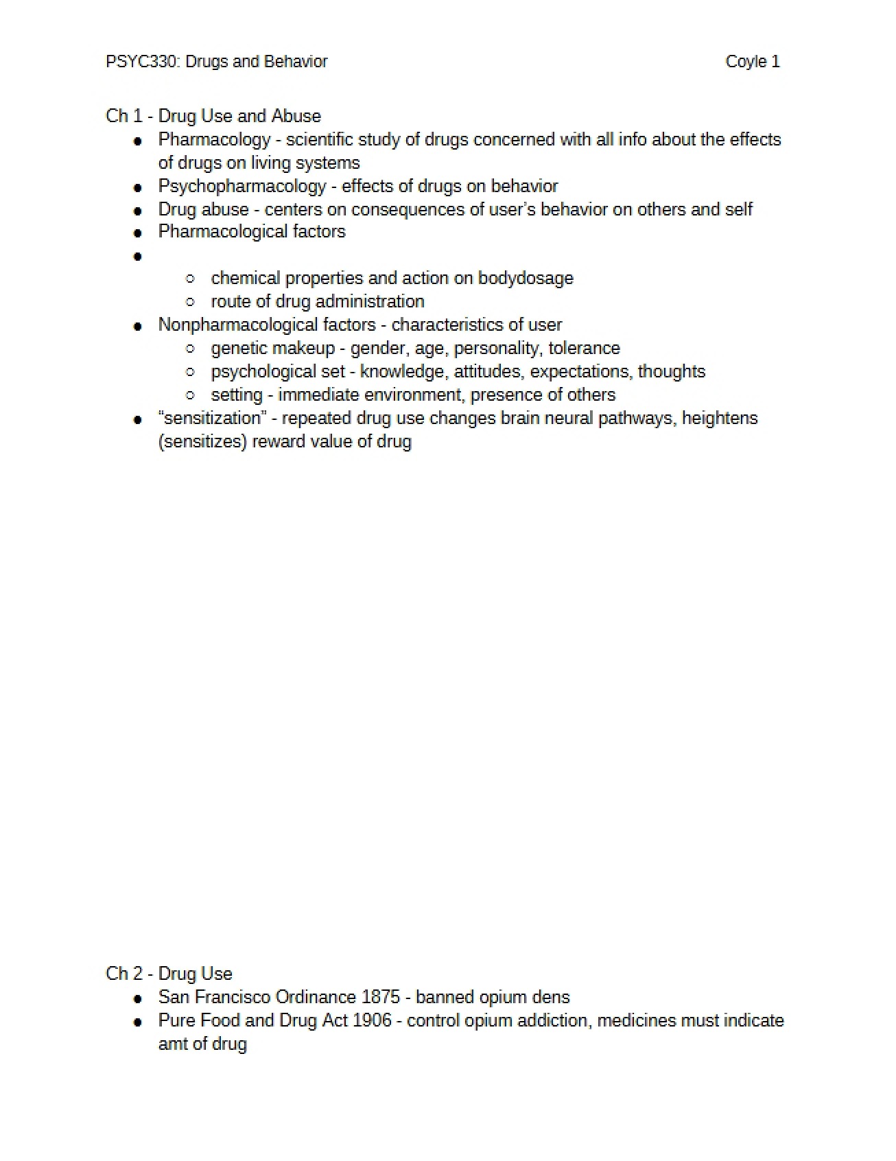 Drug Use and Abuse from Chapter One