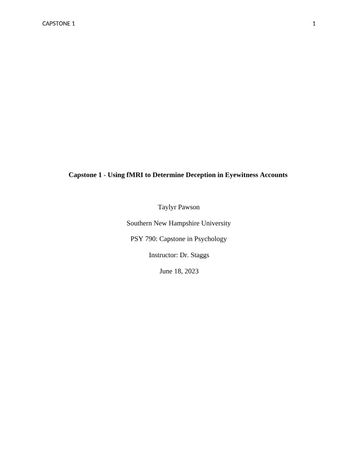 Eyewitness Testimony - Using fMRI to Determine Deception