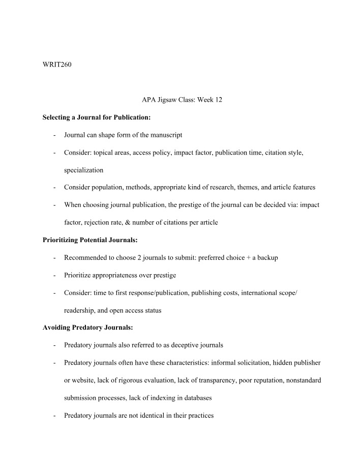 Considerations for Selecting a Journal for Publication